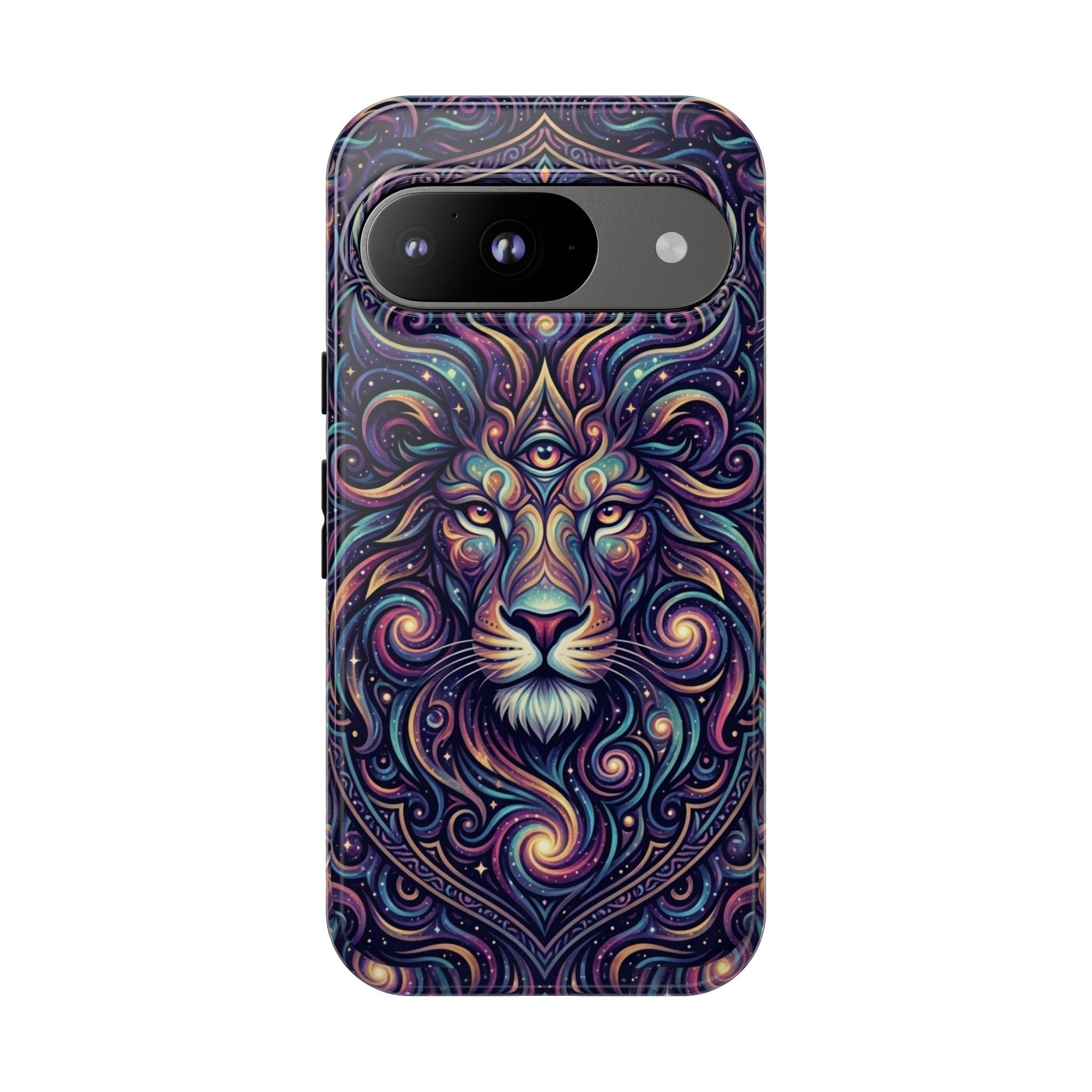Lion Mandala Phone Case — Psychedelic Swirl Protective Cover