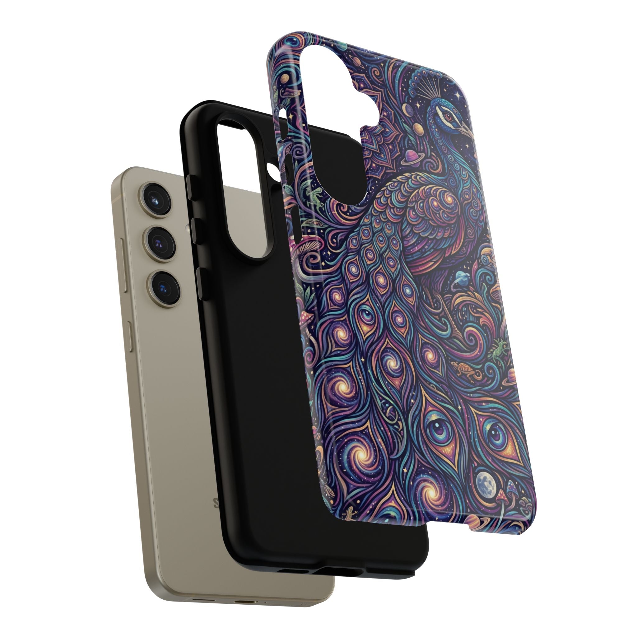 Peacock Mandala Phone Case — Protective Tough Case with Mystic Boho Design