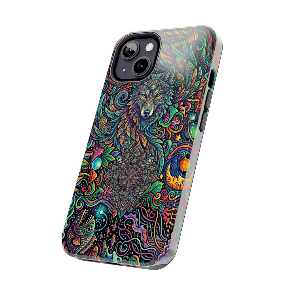 Wolf Mandala Tough Phone Case — Boho Psychedelic Protective Phone Cover