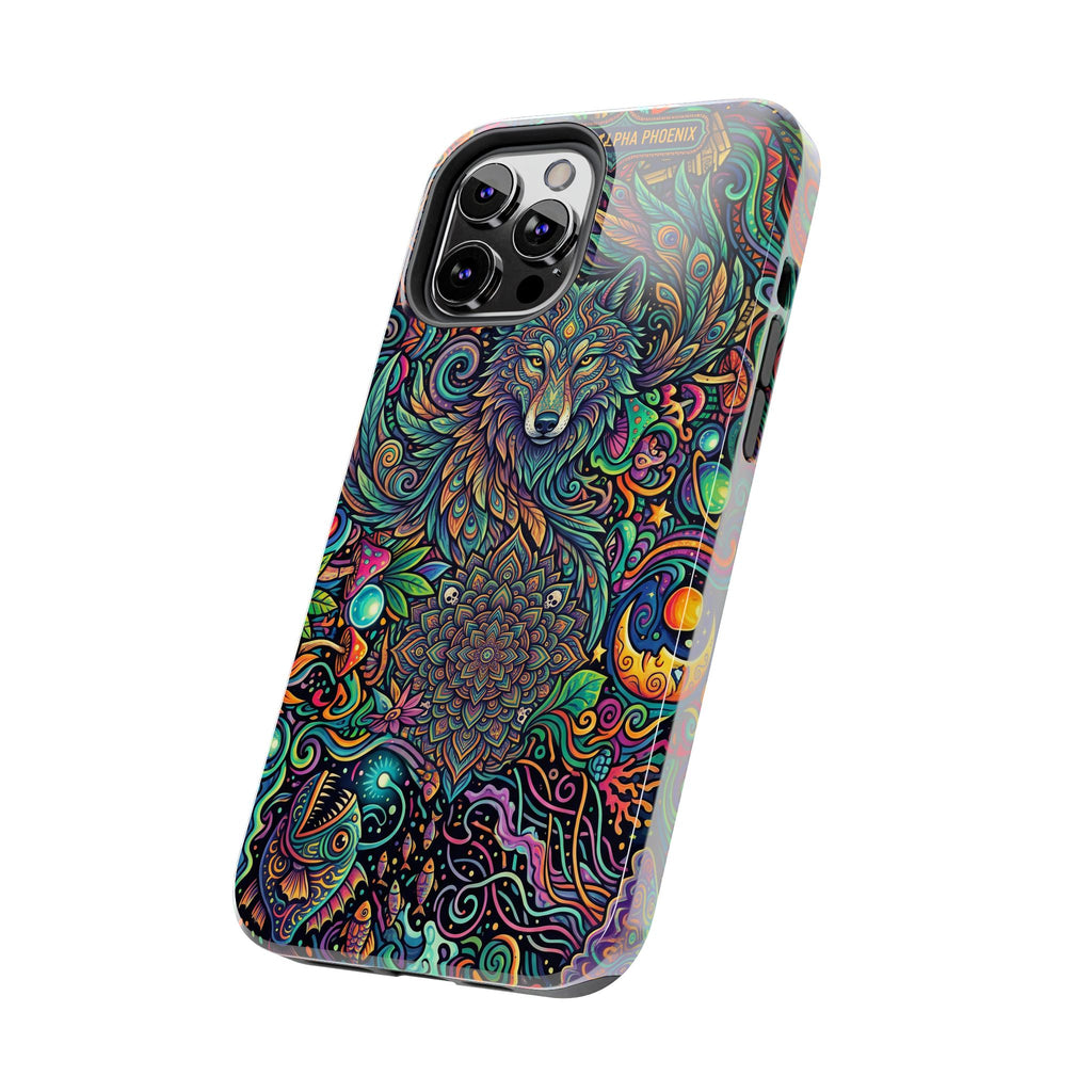 Wolf Mandala Tough Phone Case — Boho Psychedelic Protective Phone Cover
