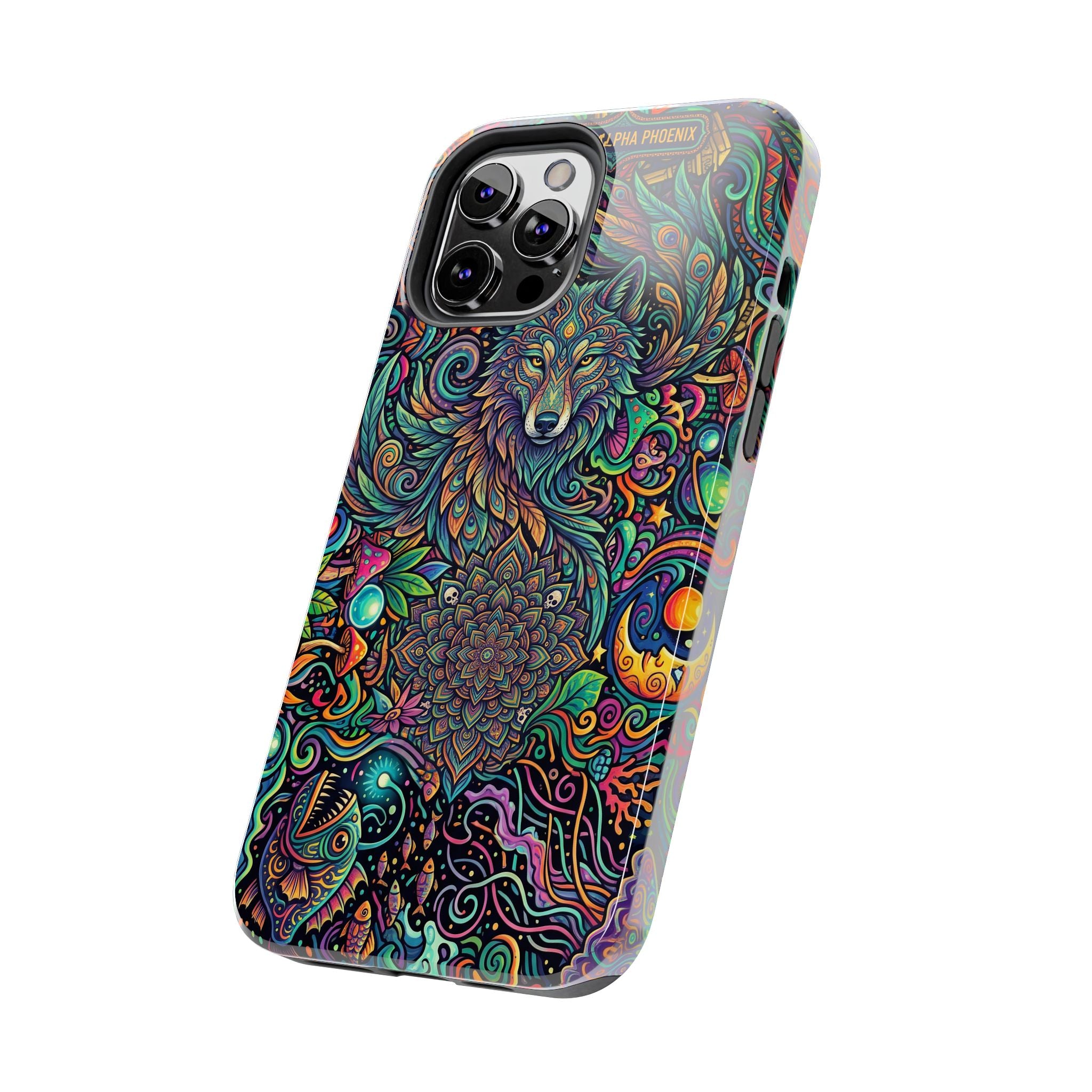 Wolf Mandala Tough Phone Case — Boho Psychedelic Protective Phone Cover