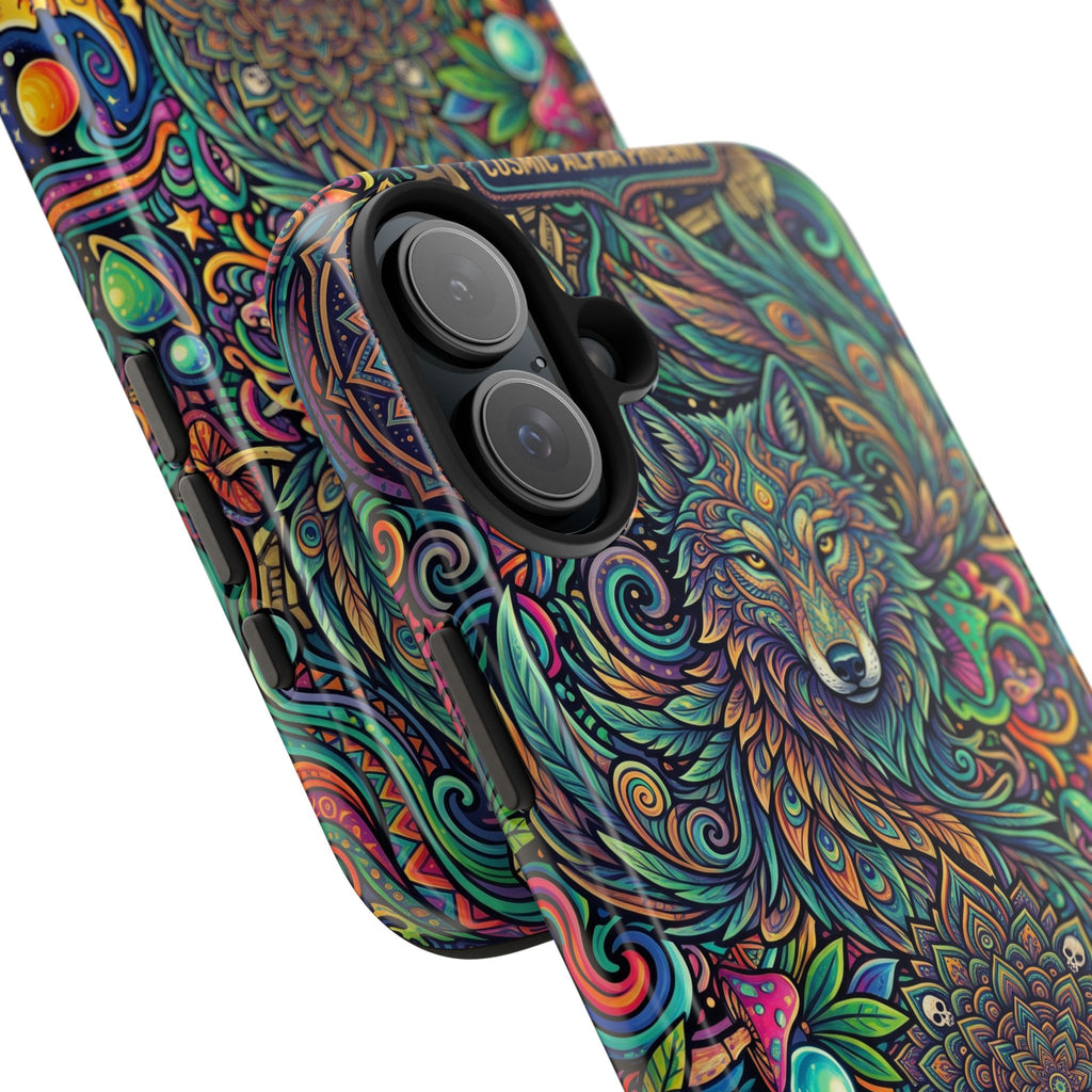 Wolf Mandala Tough Phone Case — Boho Psychedelic Protective Phone Cover