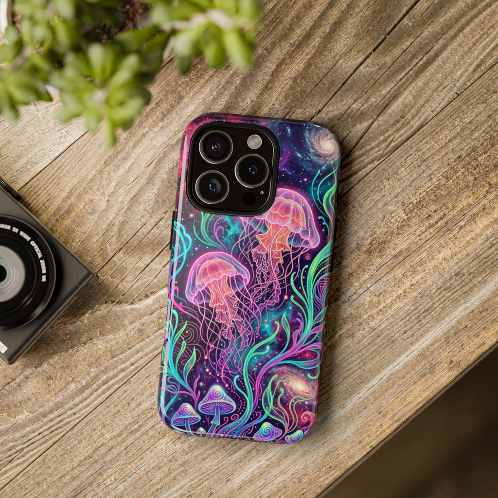 Jellyfish Galaxy Phone Case – Neon Sea Mushroom Tough Case