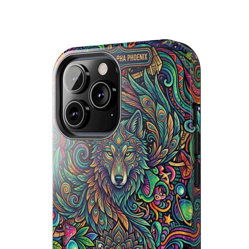 Wolf Mandala Tough Phone Case — Boho Psychedelic Protective Phone Cover