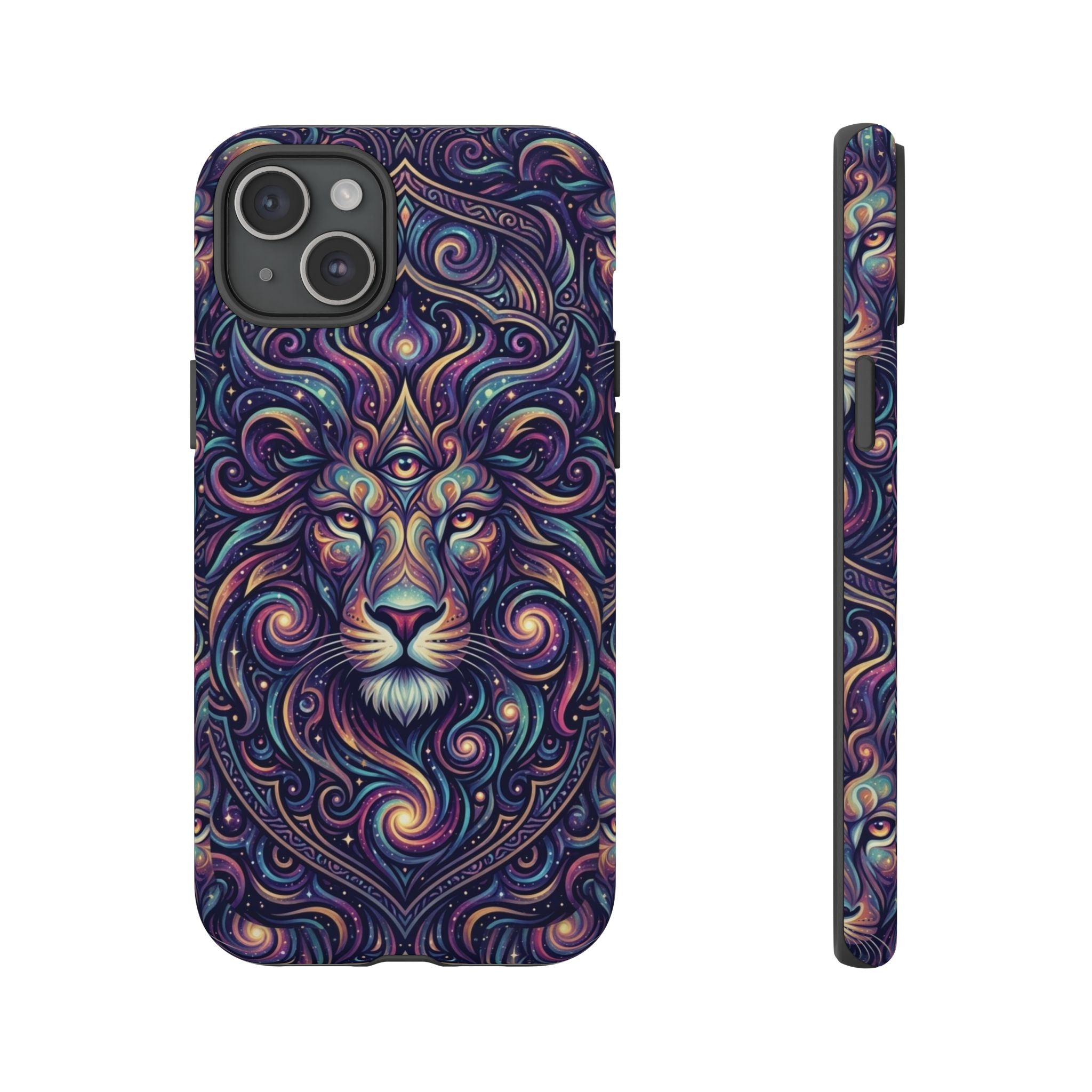 Lion Mandala Phone Case — Psychedelic Swirl Protective Cover