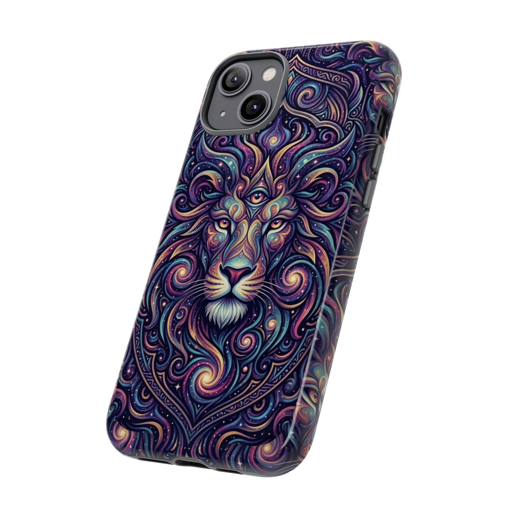 Lion Mandala Phone Case — Psychedelic Swirl Protective Cover