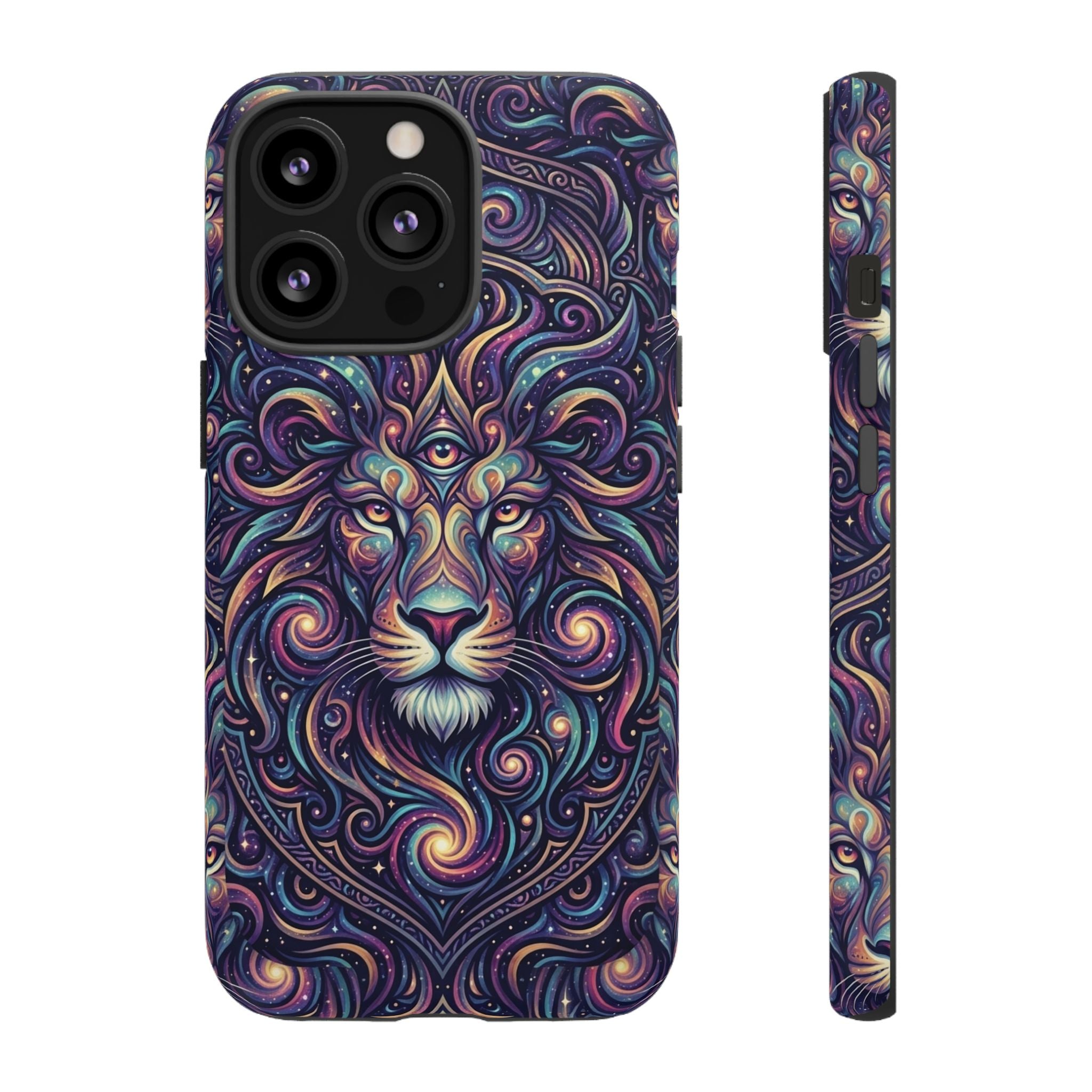 Lion Mandala Phone Case — Psychedelic Swirl Protective Cover