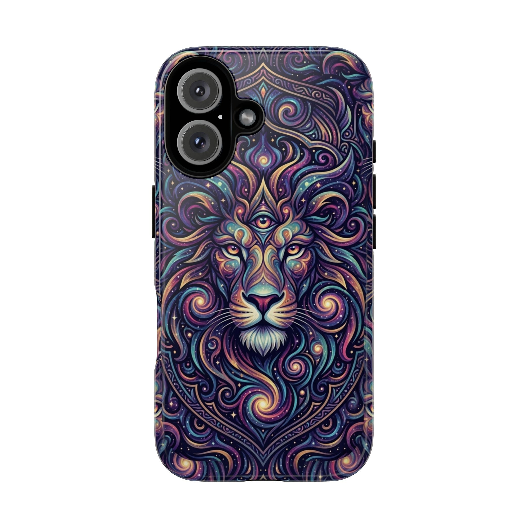 Lion Mandala Phone Case — Psychedelic Swirl Protective Cover