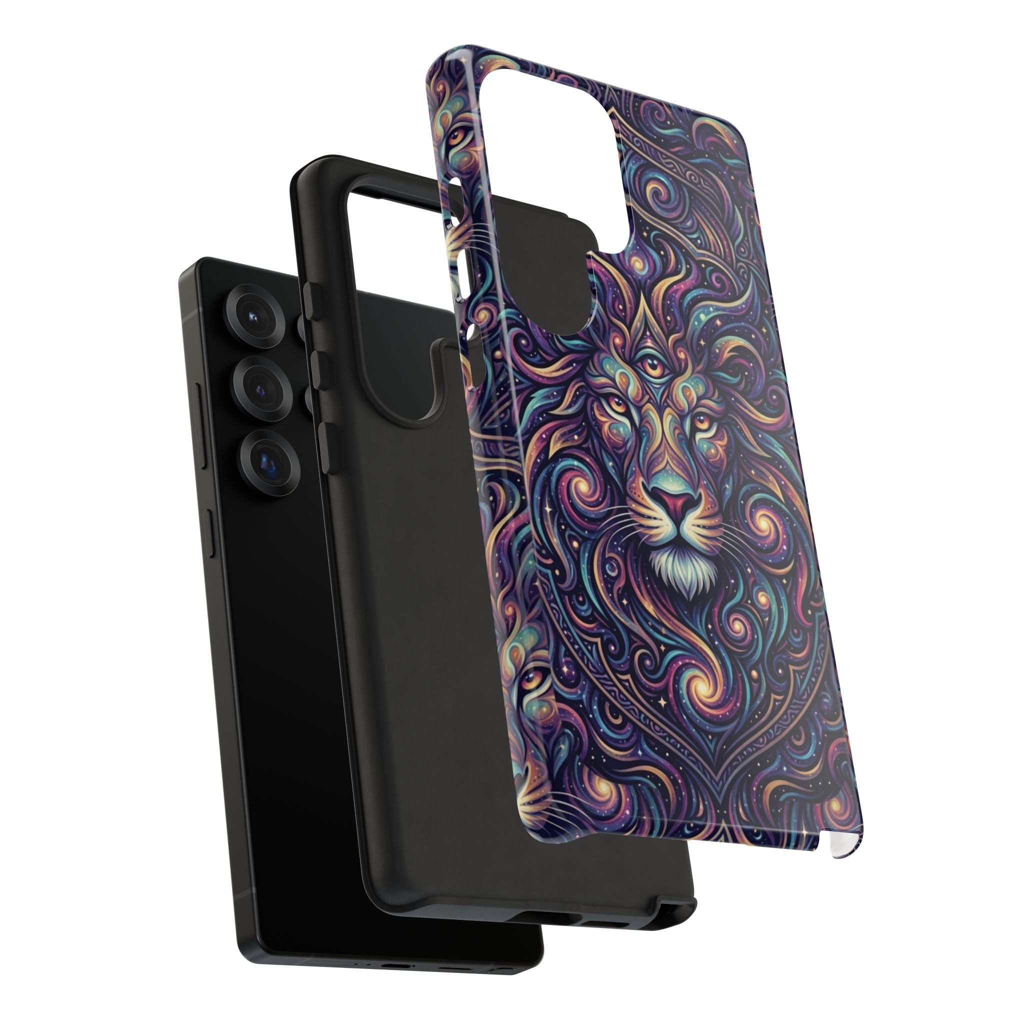 Lion Mandala Phone Case — Psychedelic Swirl Protective Cover