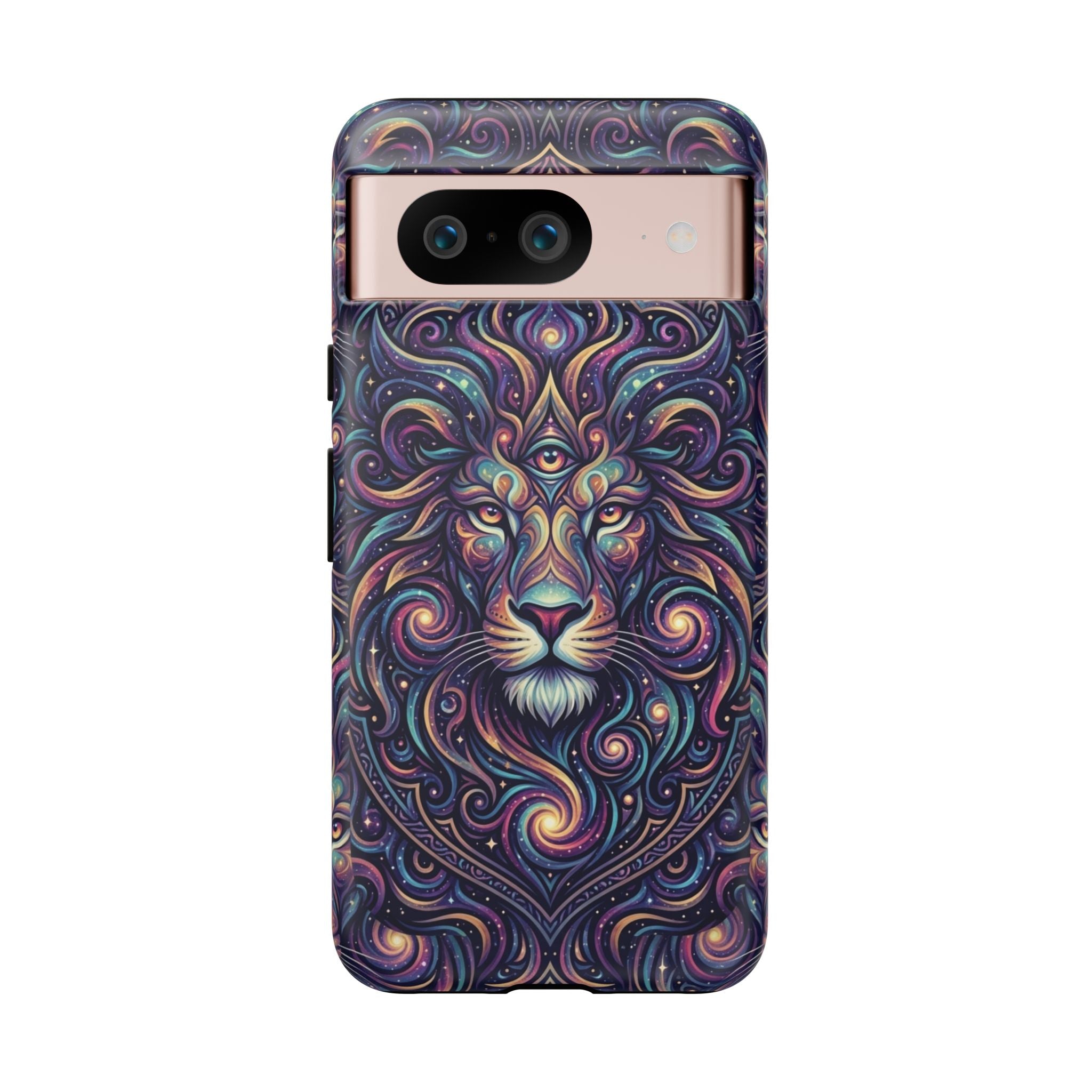 Lion Mandala Phone Case — Psychedelic Swirl Protective Cover
