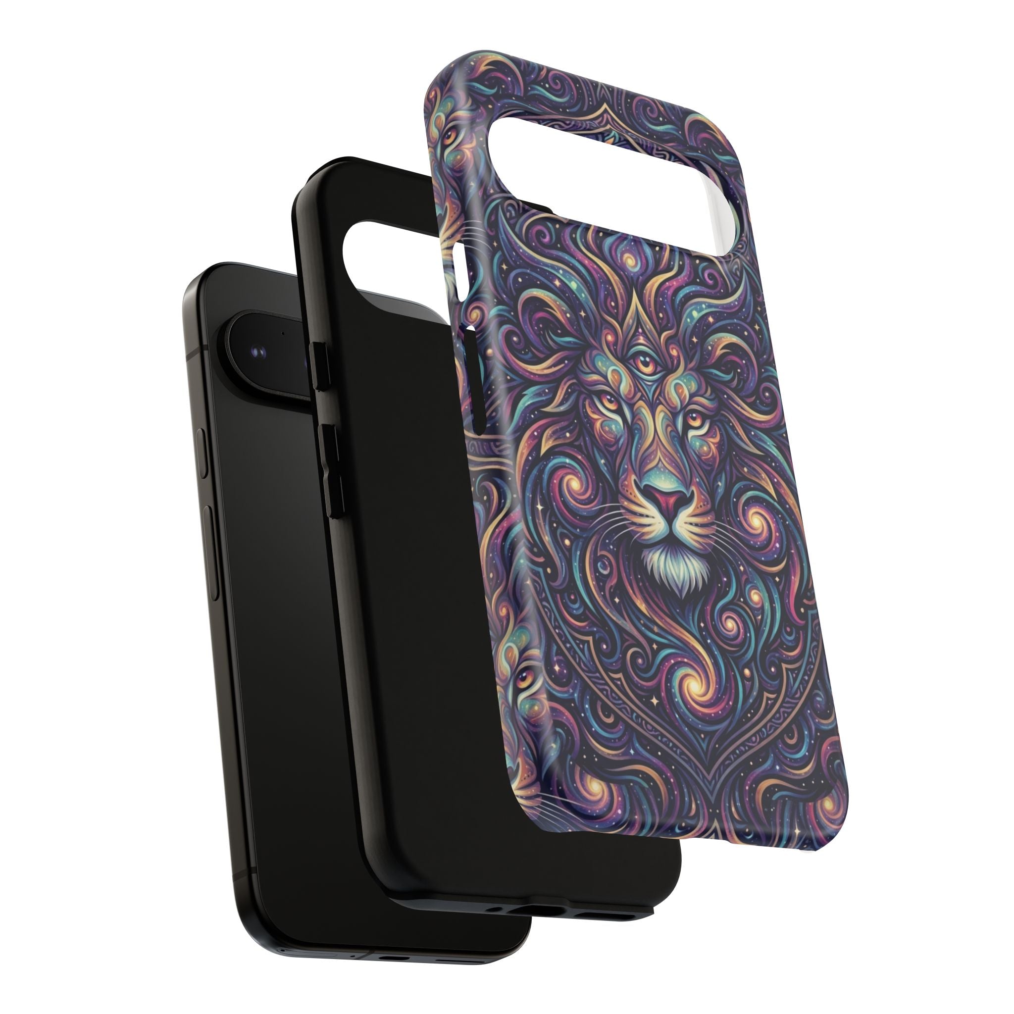 Lion Mandala Phone Case — Psychedelic Swirl Protective Cover