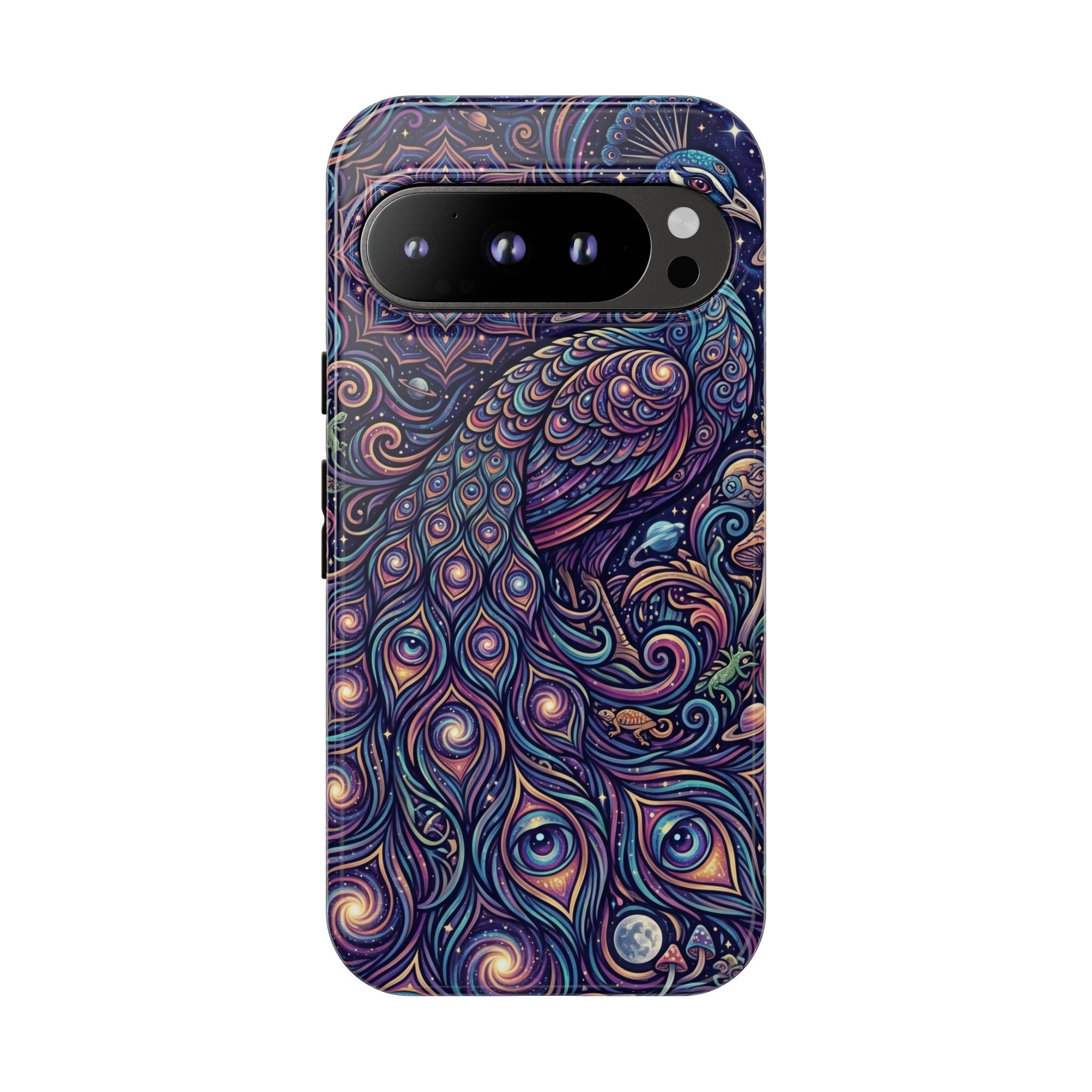 Peacock Mandala Phone Case — Protective Tough Case with Mystic Boho Design