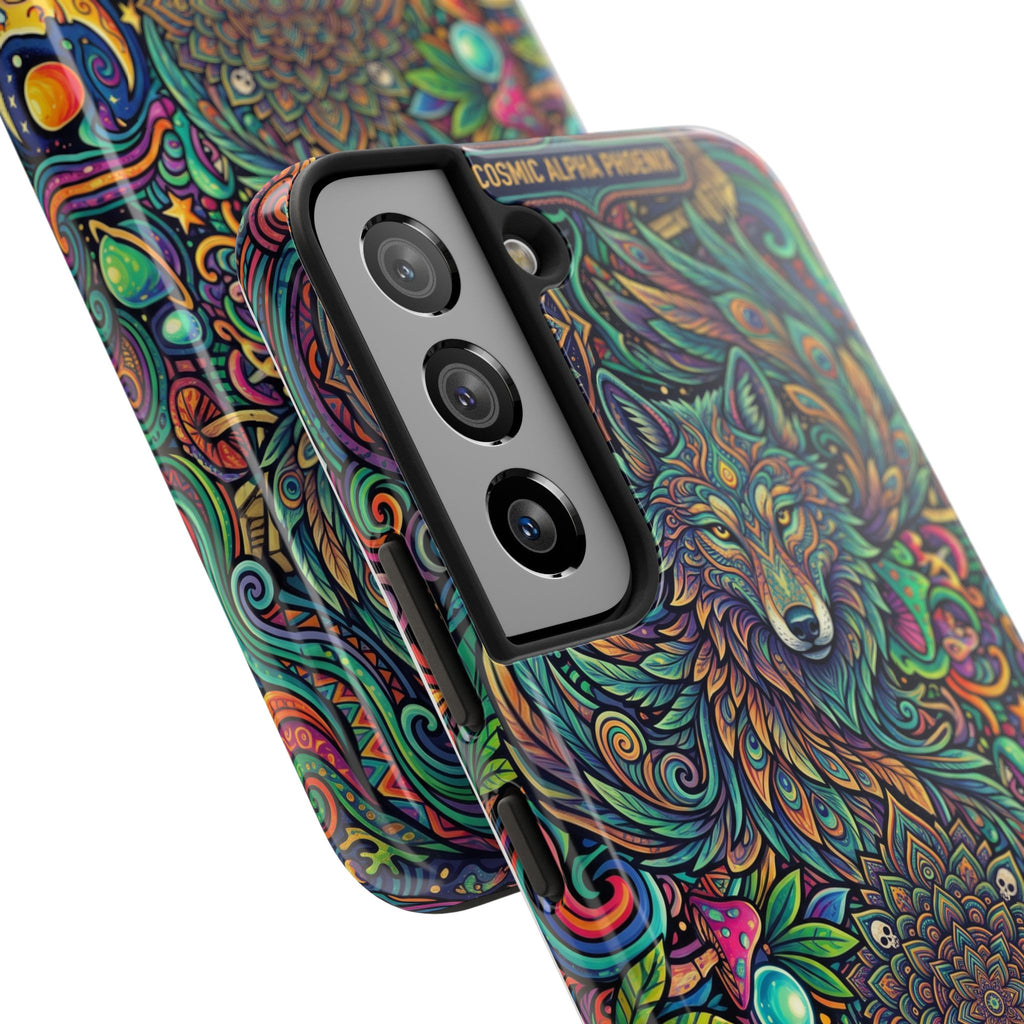 Wolf Mandala Tough Phone Case — Boho Psychedelic Protective Phone Cover