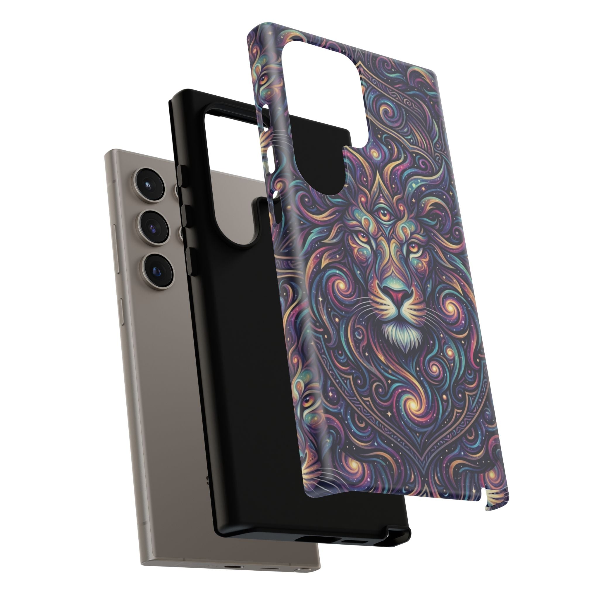 Lion Mandala Phone Case — Psychedelic Swirl Protective Cover