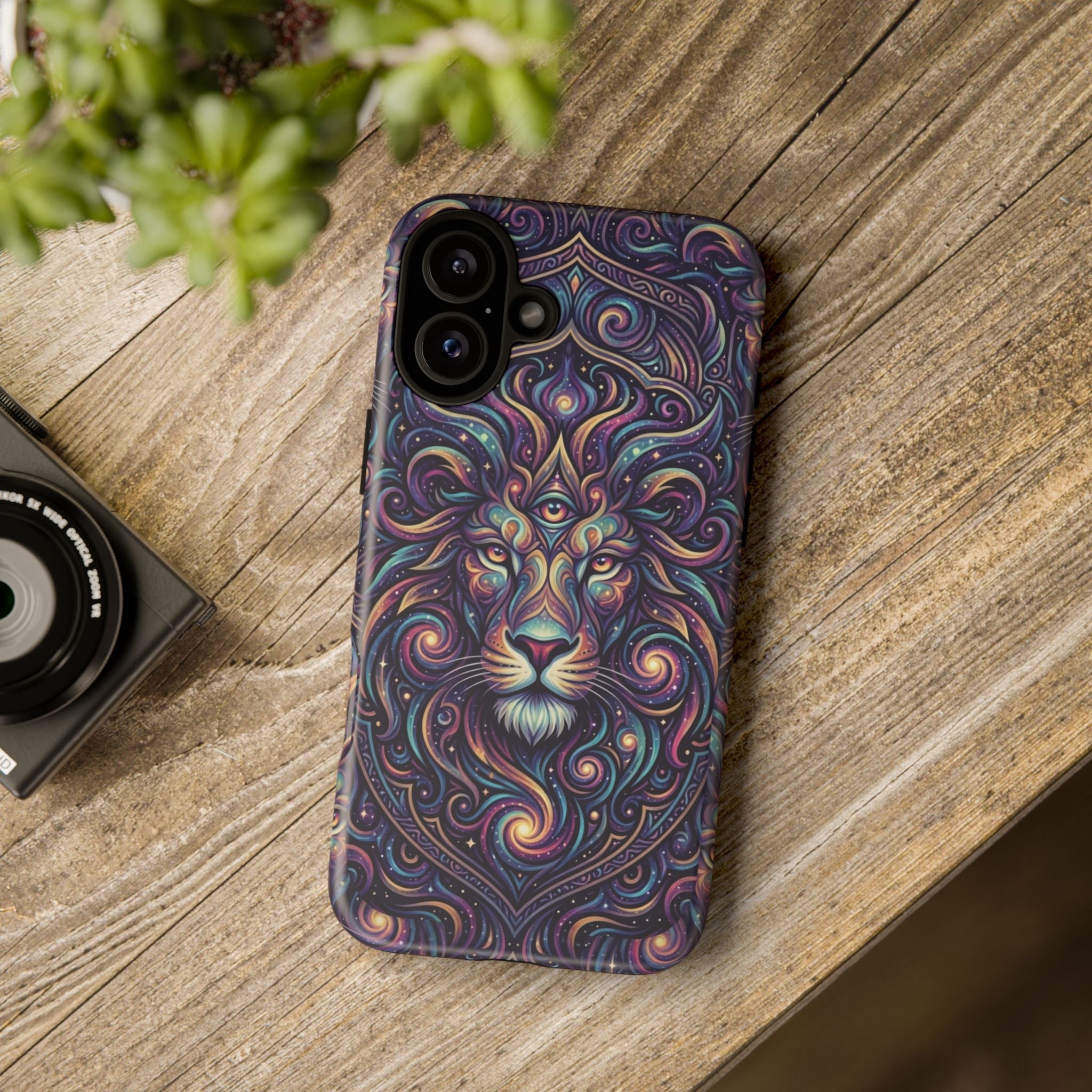 Lion Mandala Phone Case — Psychedelic Swirl Protective Cover