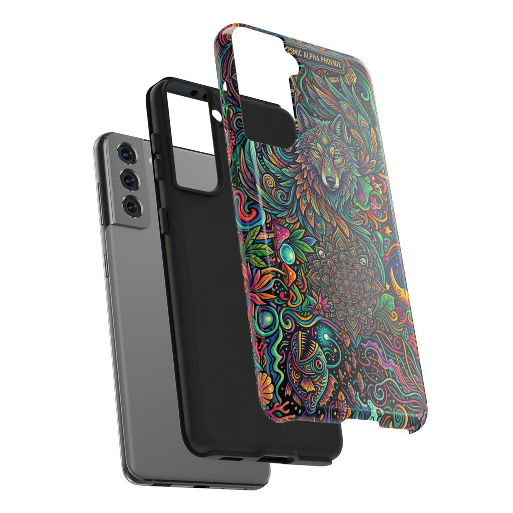 Wolf Mandala Tough Phone Case — Boho Psychedelic Protective Phone Cover