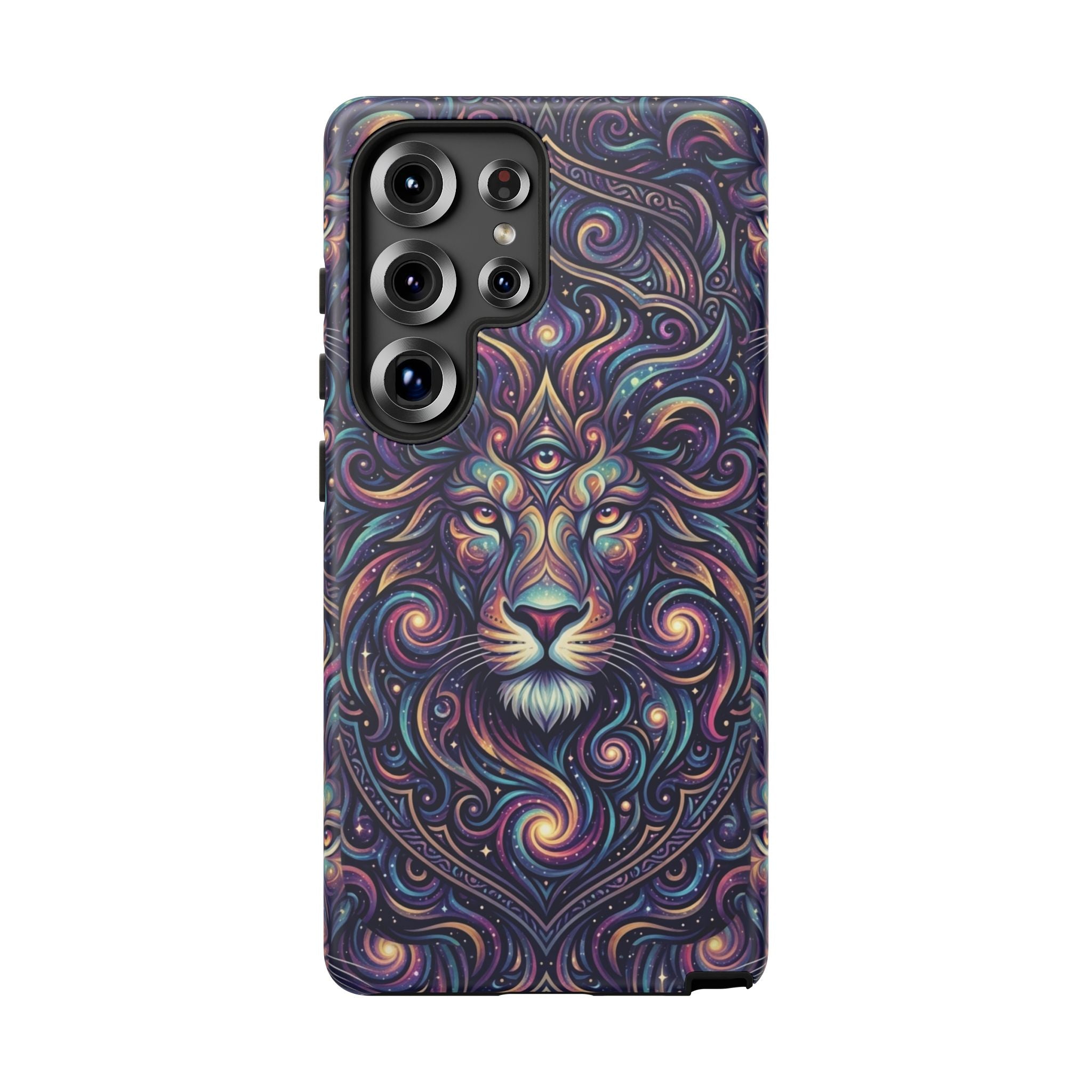 Lion Mandala Phone Case — Psychedelic Swirl Protective Cover