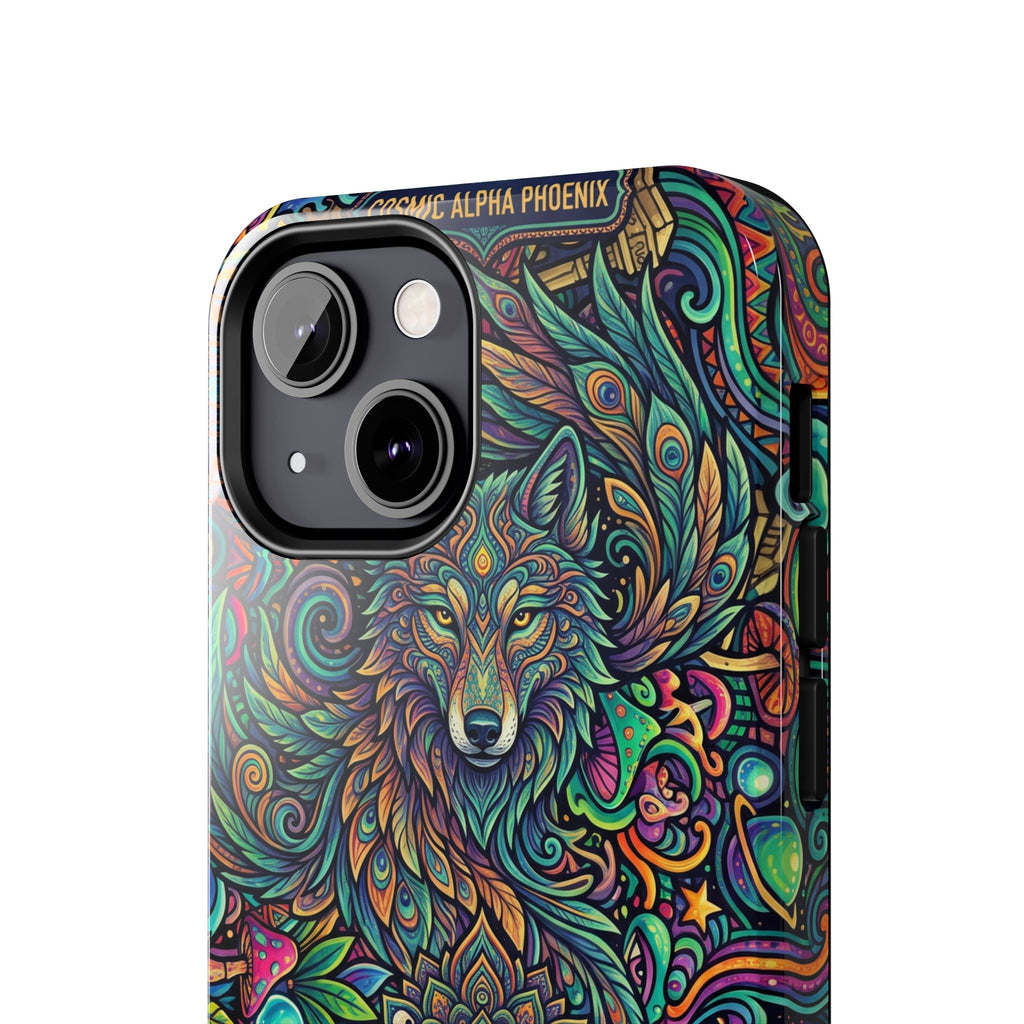 Wolf Mandala Tough Phone Case — Boho Psychedelic Protective Phone Cover