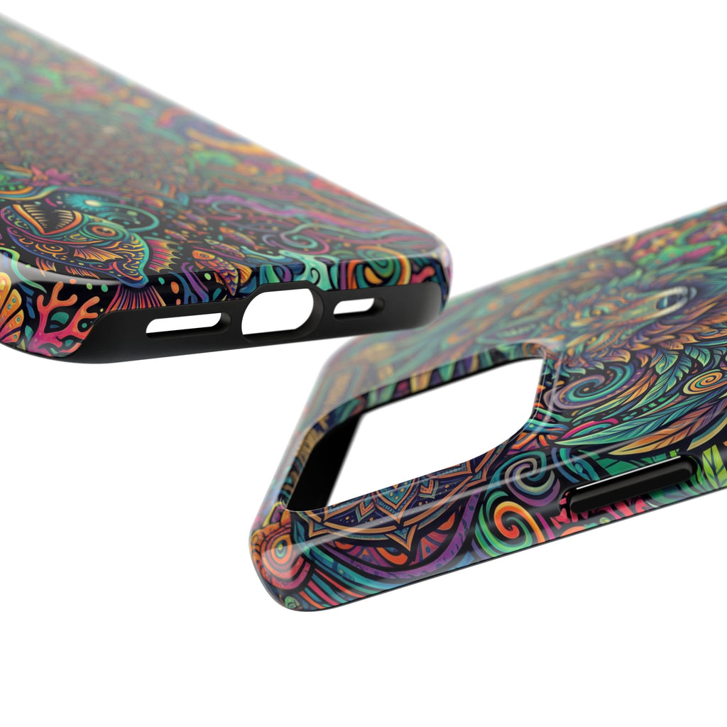 Wolf Mandala Tough Phone Case — Boho Psychedelic Protective Phone Cover