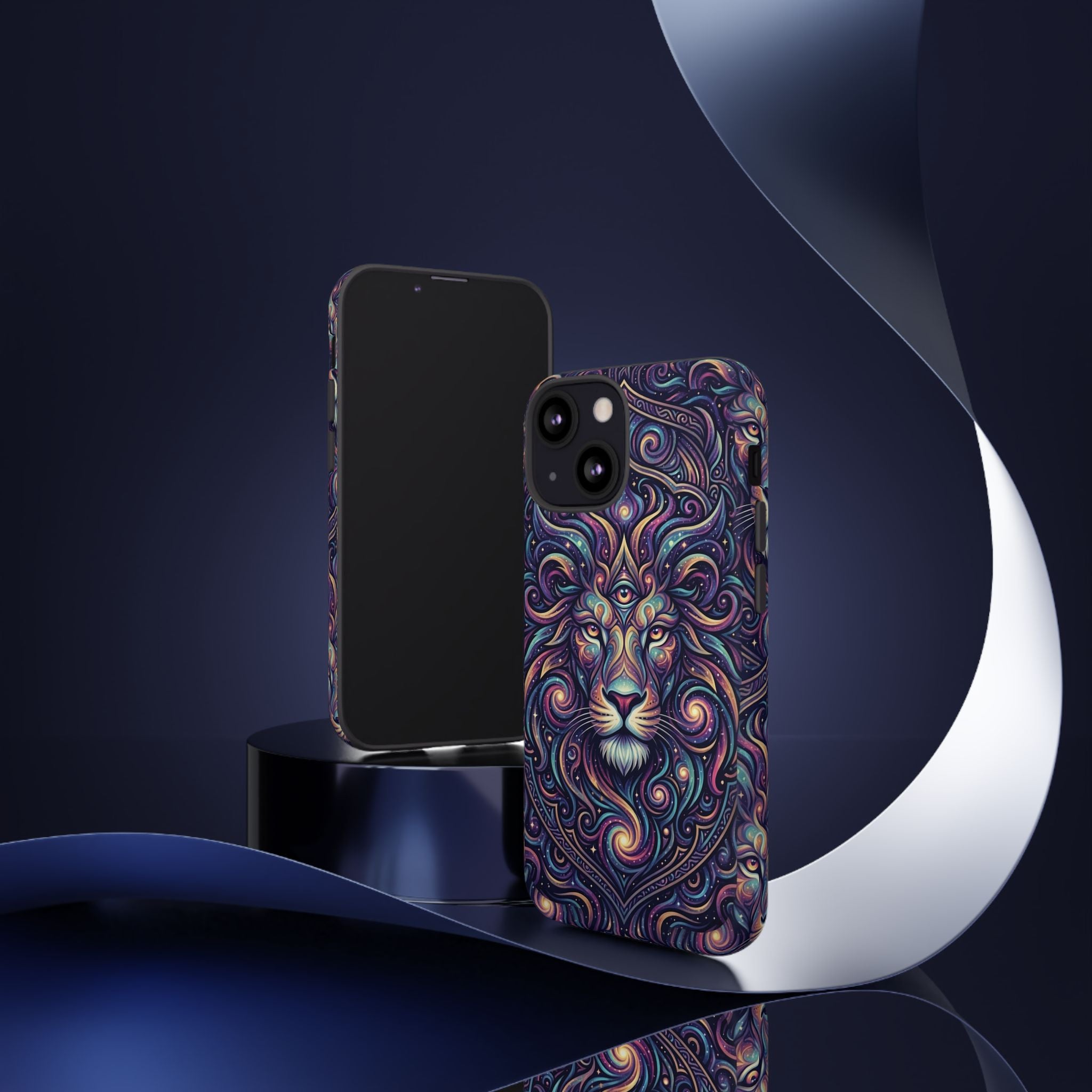 Lion Mandala Phone Case — Psychedelic Swirl Protective Cover