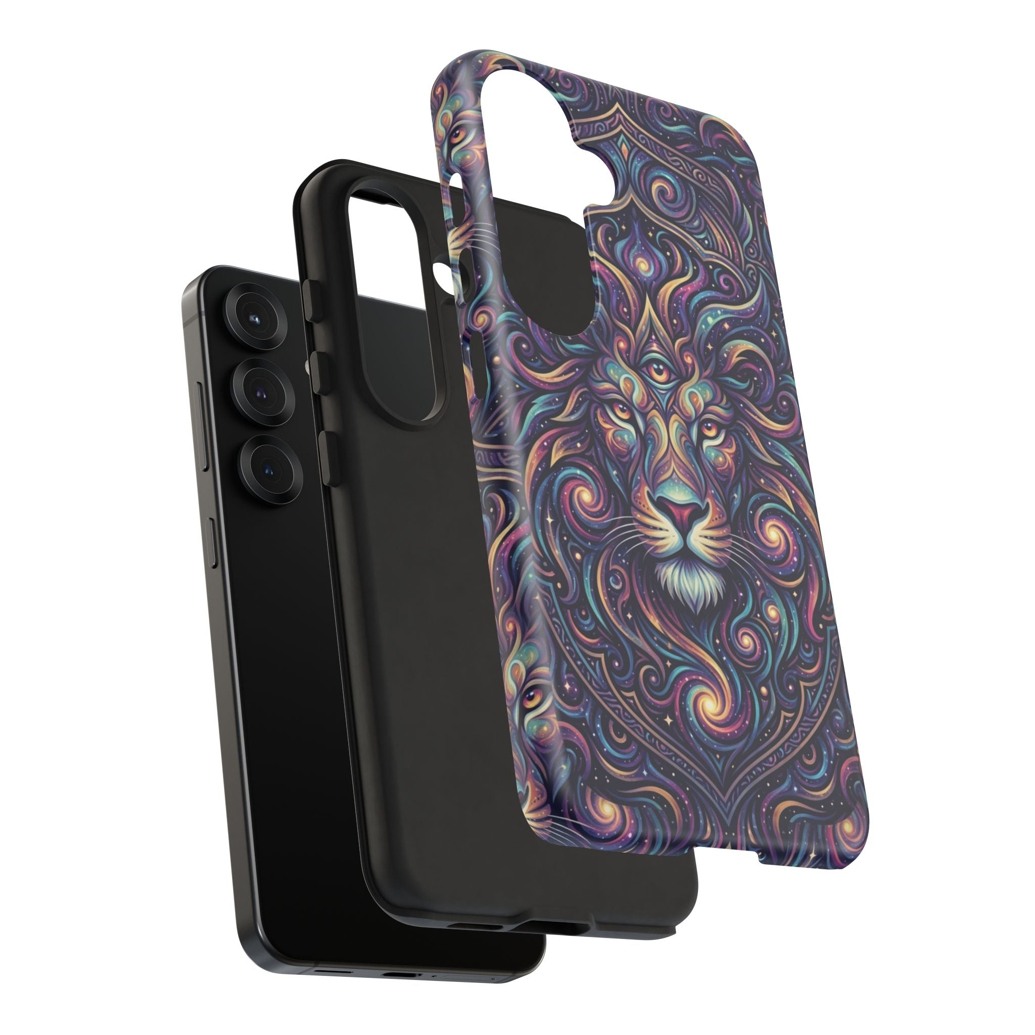 Lion Mandala Phone Case — Psychedelic Swirl Protective Cover