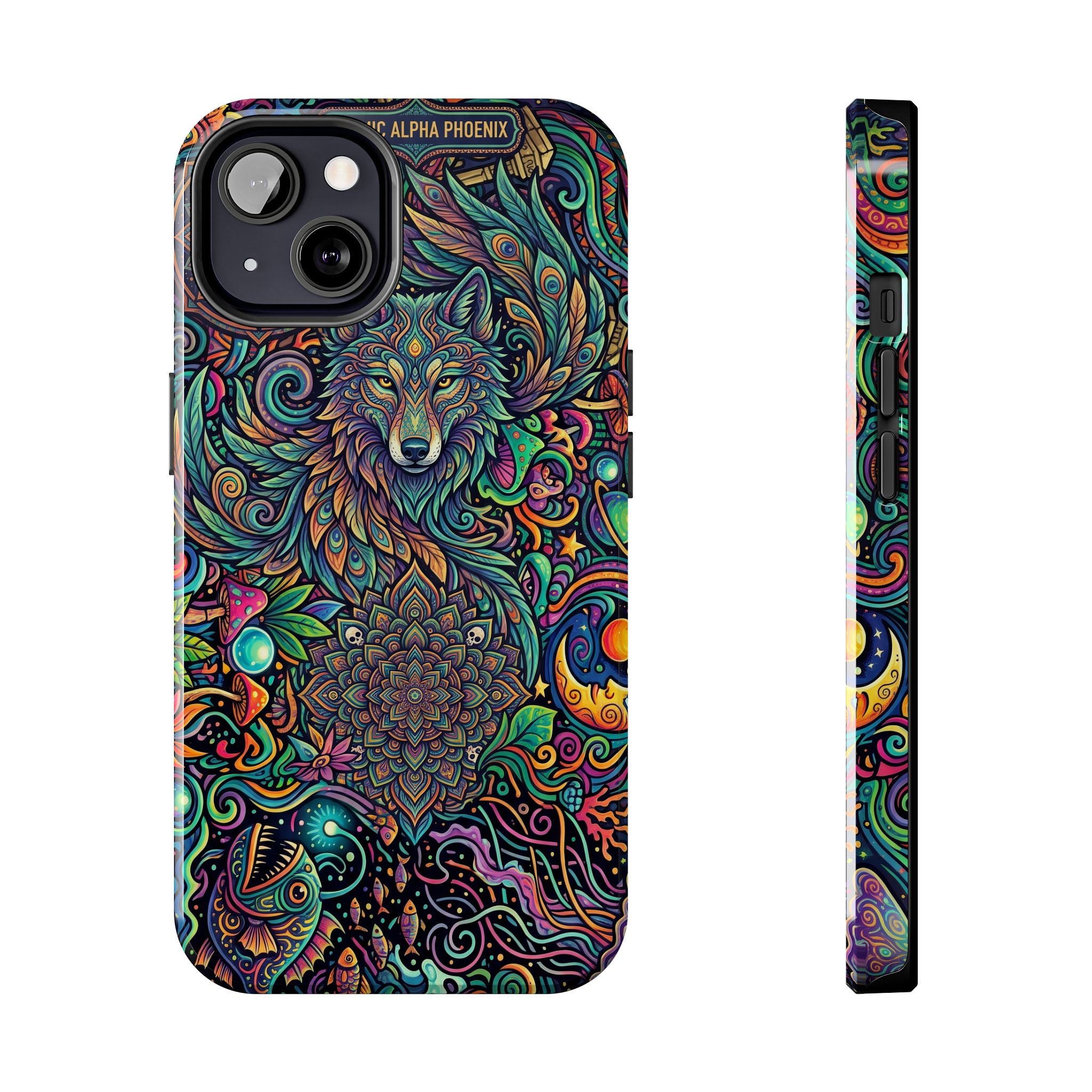Wolf Mandala Tough Phone Case — Boho Psychedelic Protective Phone Cover