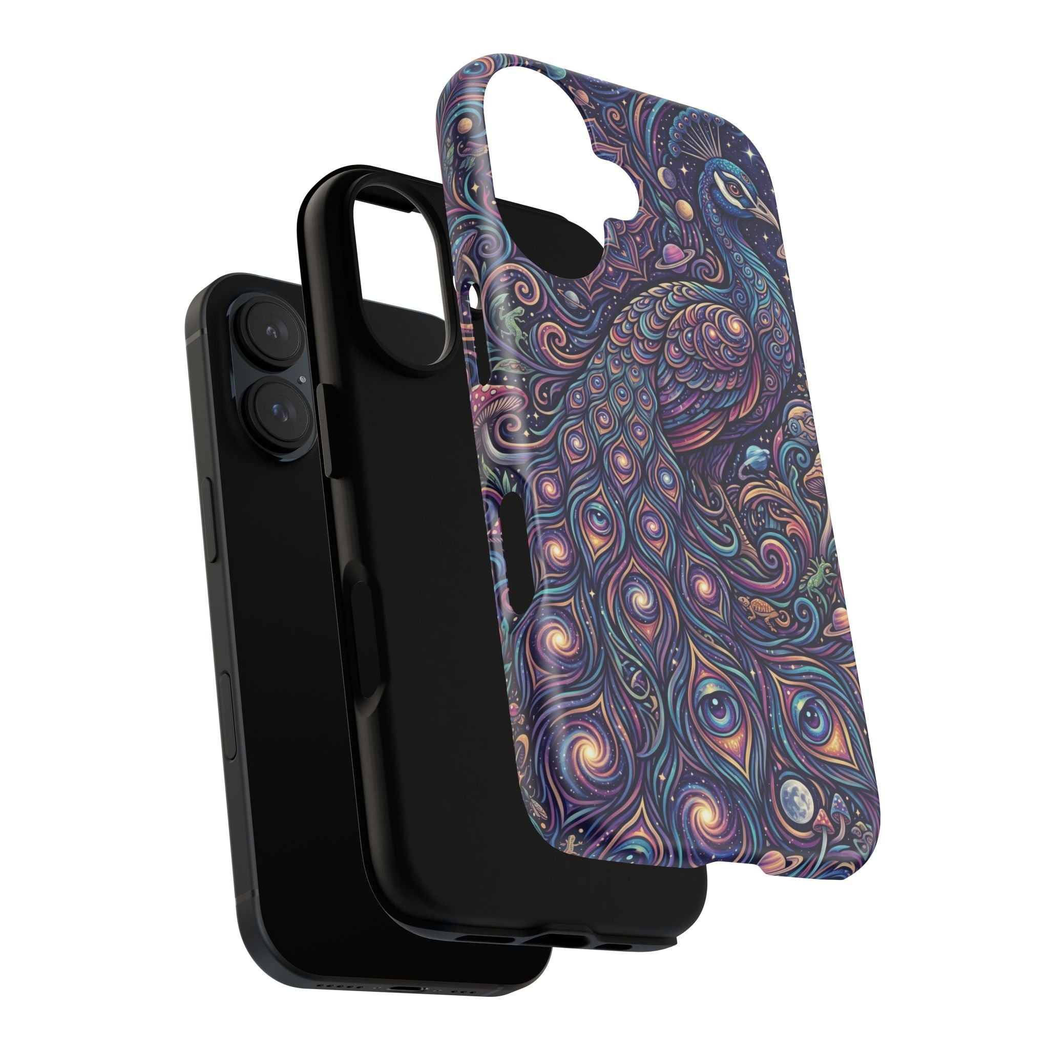Peacock Mandala Phone Case — Protective Tough Case with Mystic Boho Design