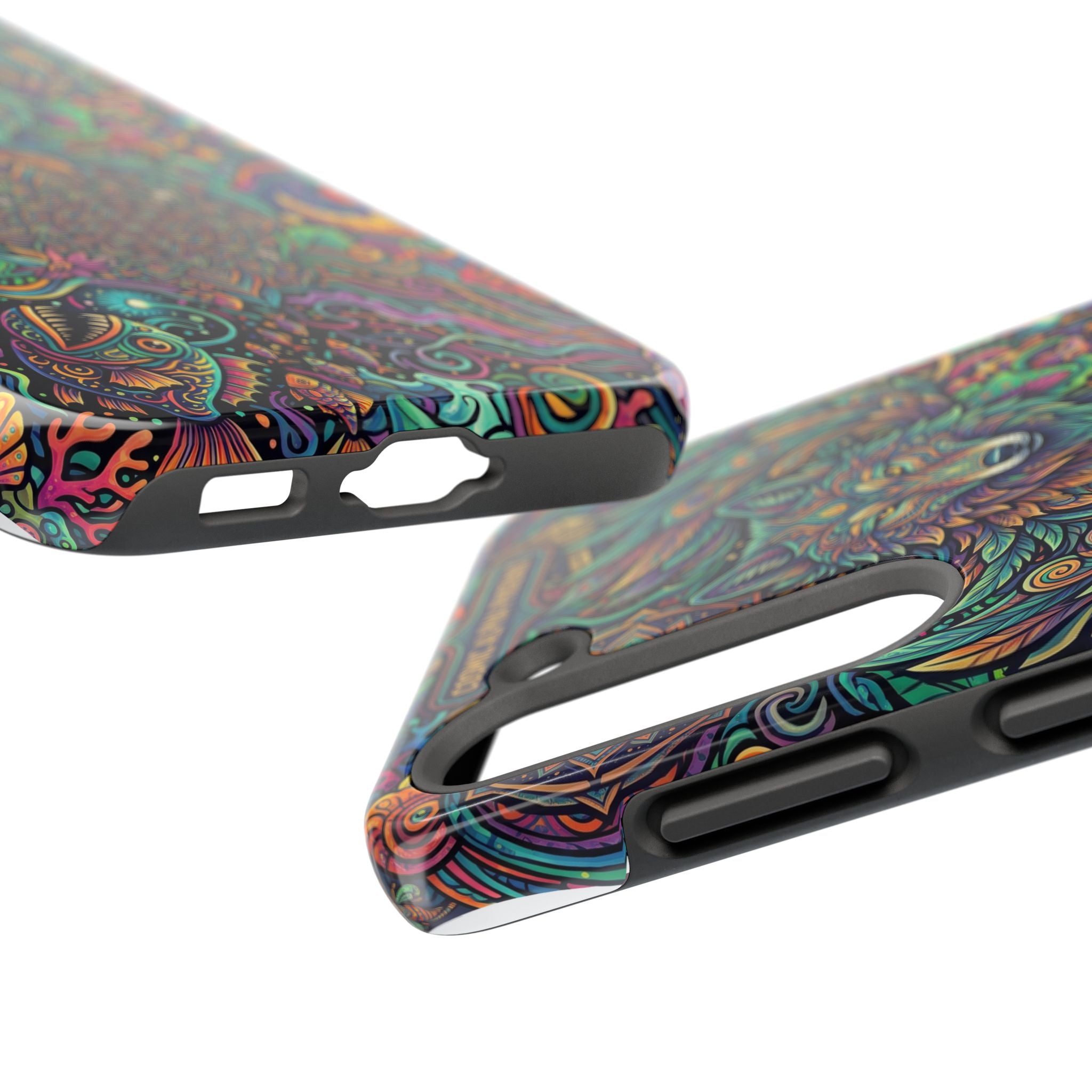 Wolf Mandala Tough Phone Case — Boho Psychedelic Protective Phone Cover