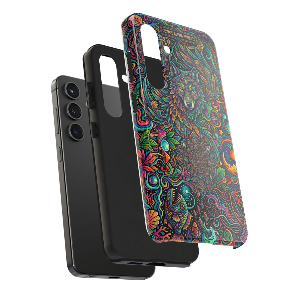 Wolf Mandala Tough Phone Case — Boho Psychedelic Protective Phone Cover