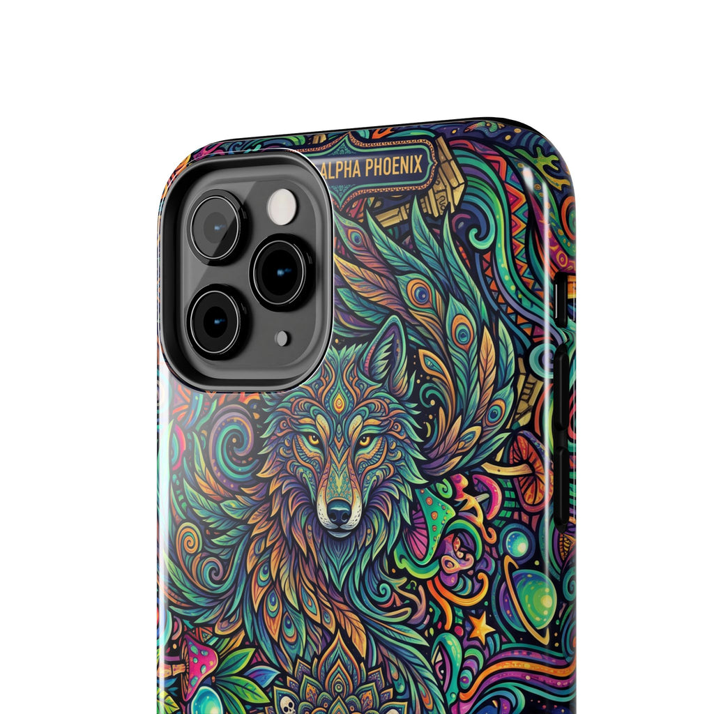 Wolf Mandala Tough Phone Case — Boho Psychedelic Protective Phone Cover