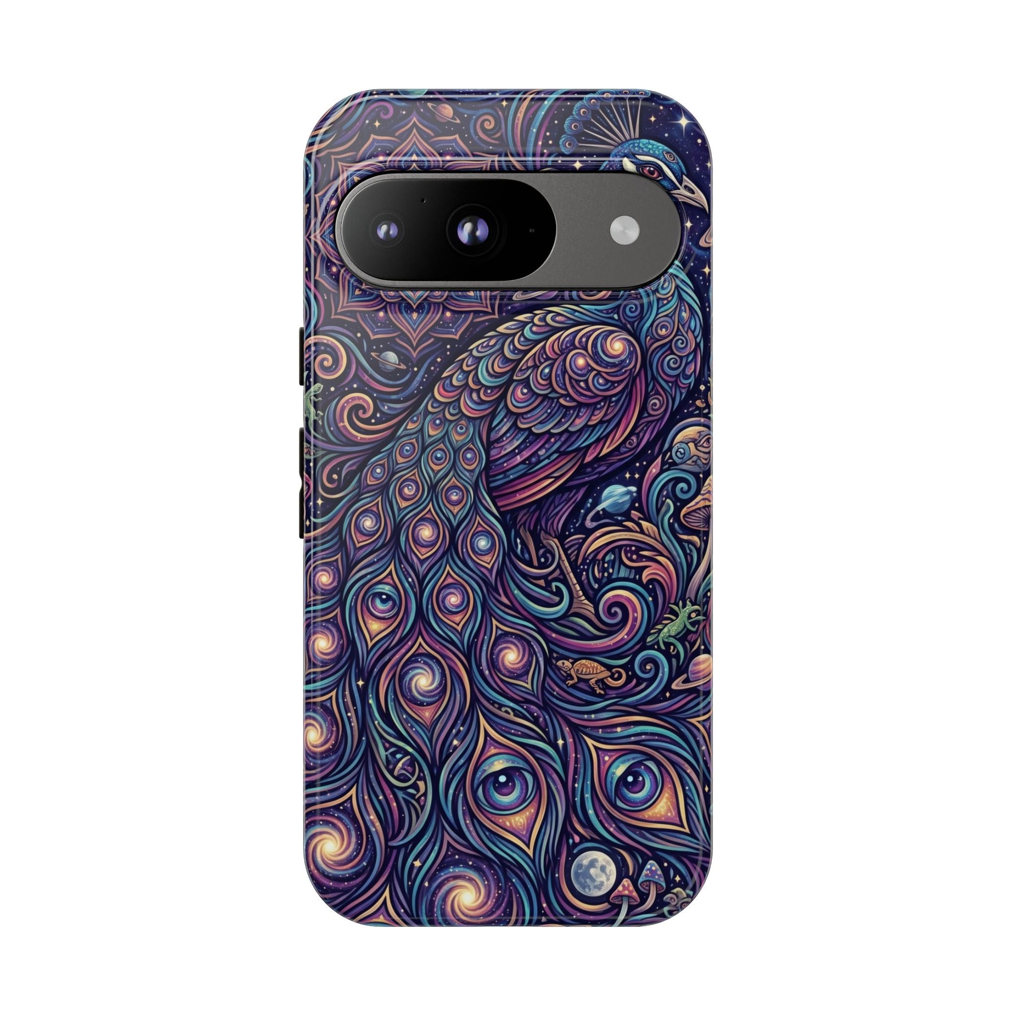 Peacock Mandala Phone Case — Protective Tough Case with Mystic Boho Design