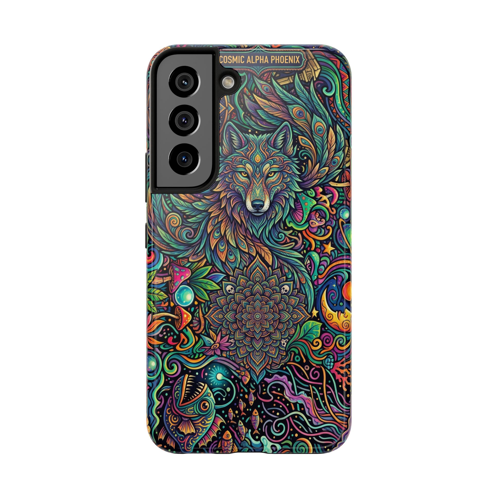 Wolf Mandala Tough Phone Case — Boho Psychedelic Protective Phone Cover