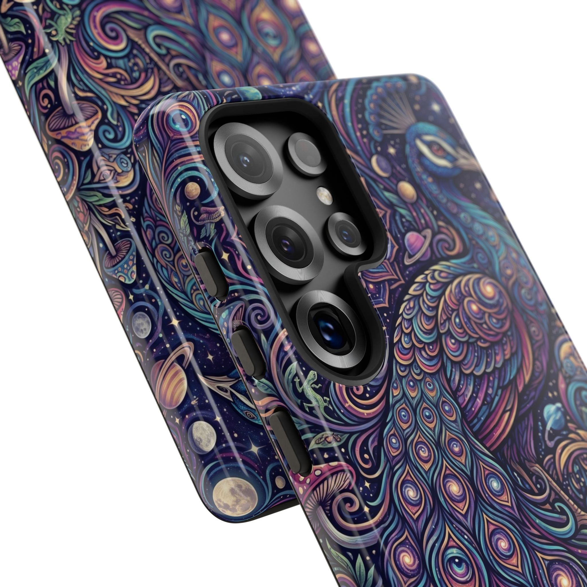 Peacock Mandala Phone Case — Protective Tough Case with Mystic Boho Design