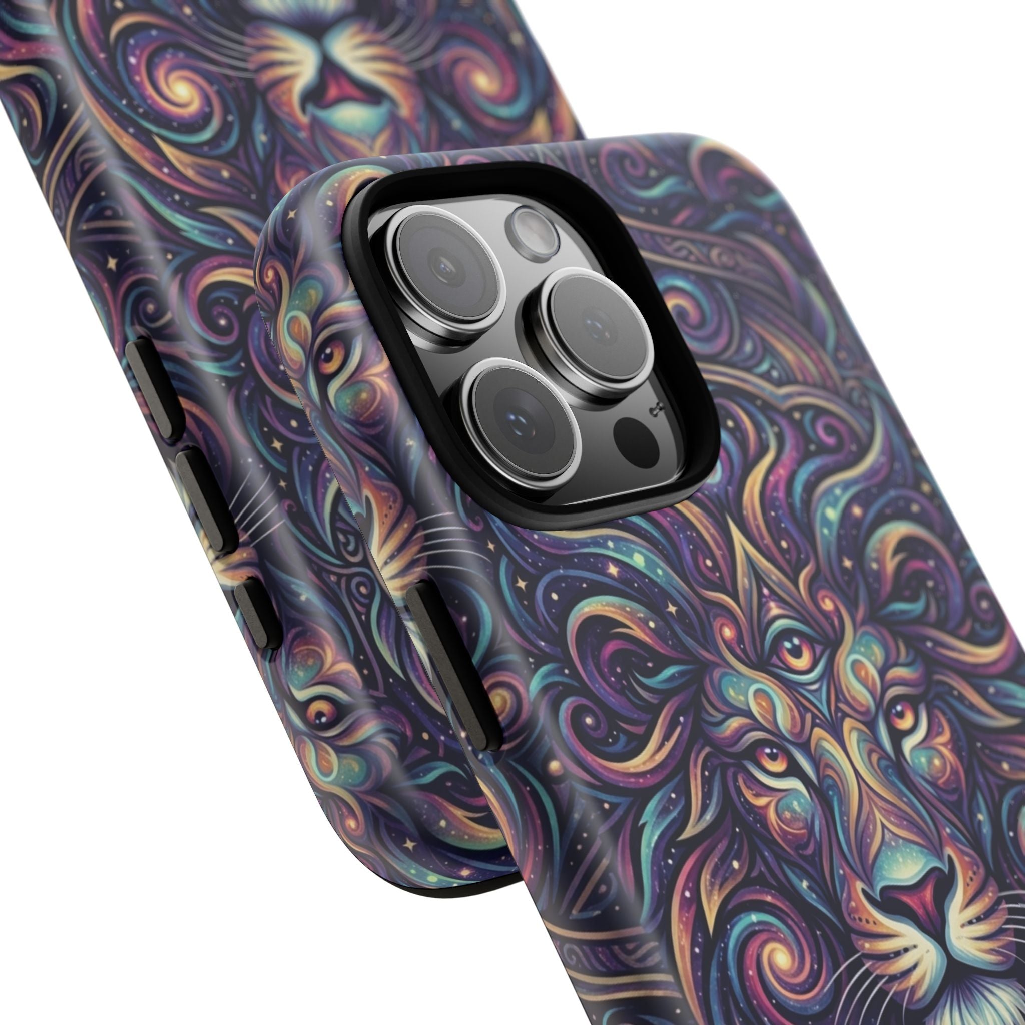 Lion Mandala Phone Case — Psychedelic Swirl Protective Cover