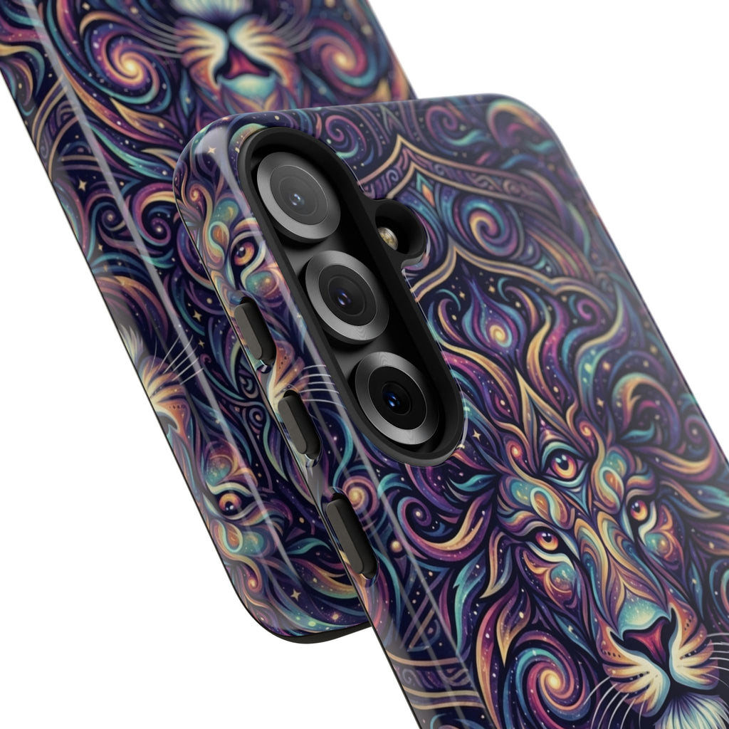 Lion Mandala Phone Case — Psychedelic Swirl Protective Cover