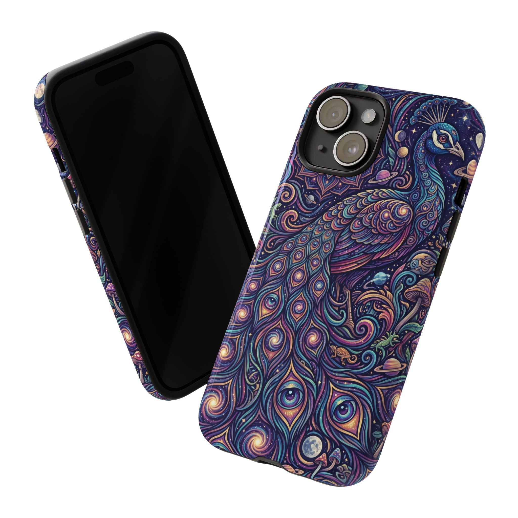 Peacock Mandala Phone Case — Protective Tough Case with Mystic Boho Design