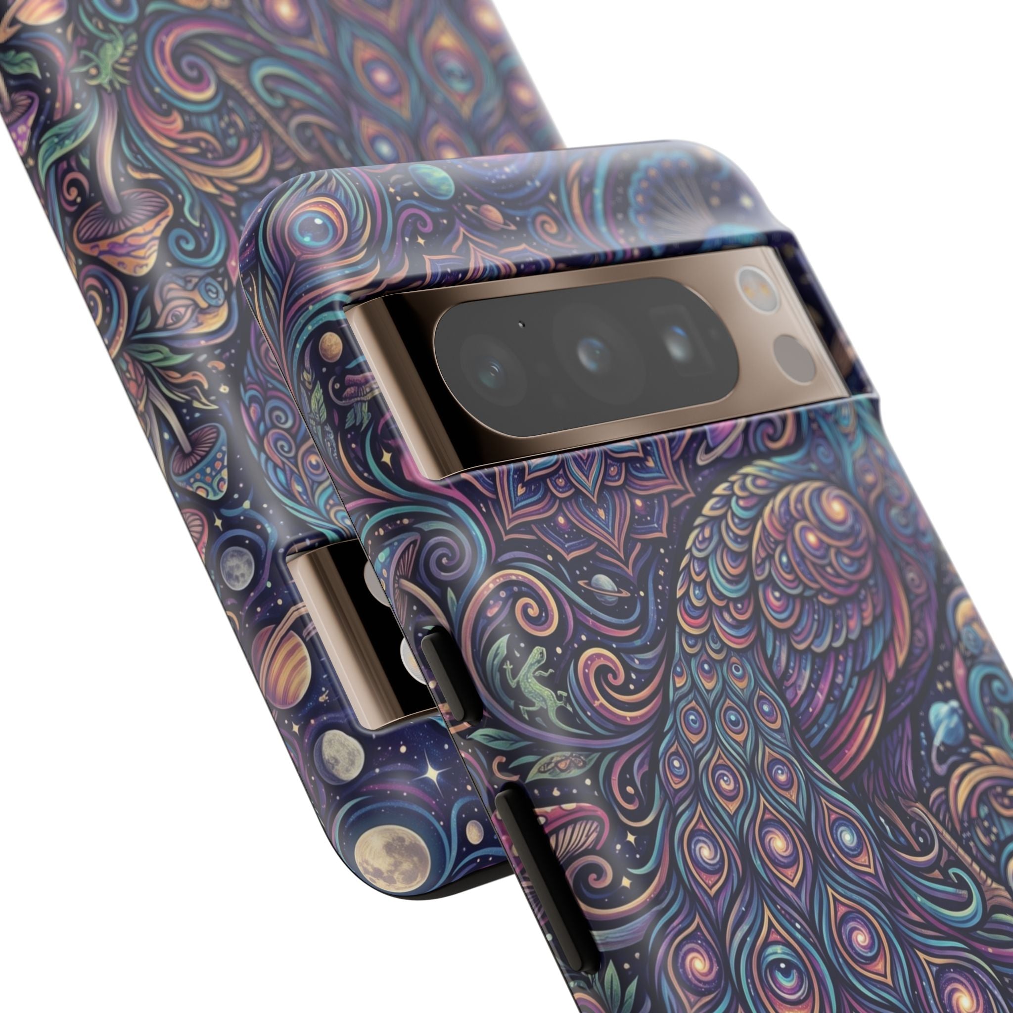 Peacock Mandala Phone Case — Protective Tough Case with Mystic Boho Design