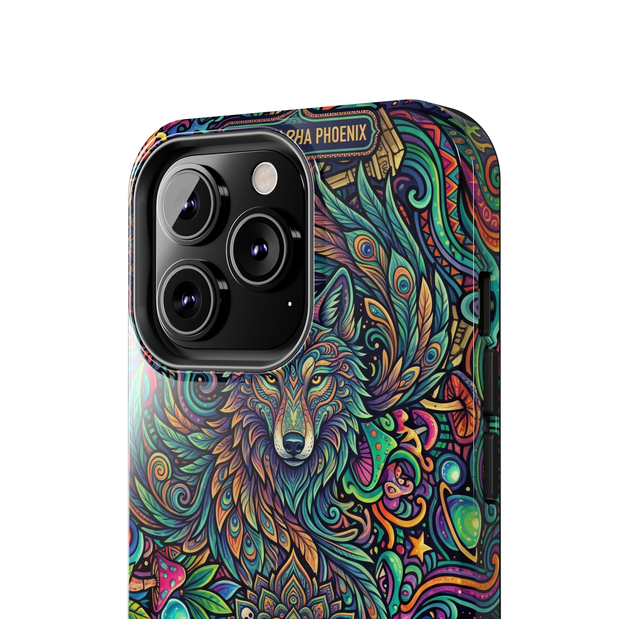 Wolf Mandala Tough Phone Case — Boho Psychedelic Protective Phone Cover