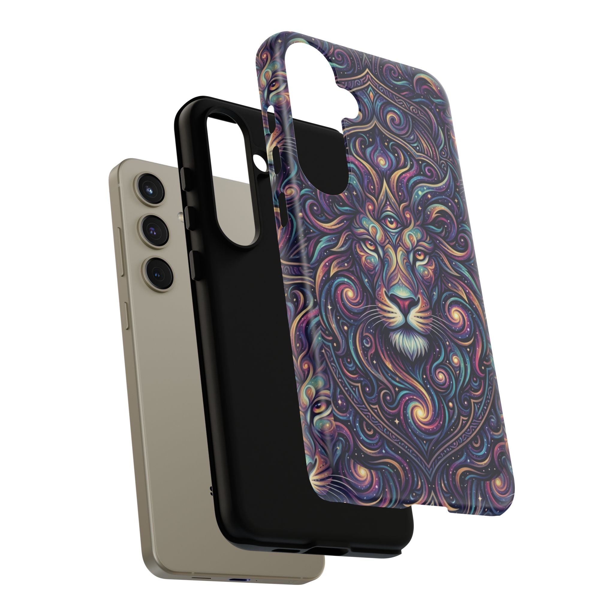 Lion Mandala Phone Case — Psychedelic Swirl Protective Cover