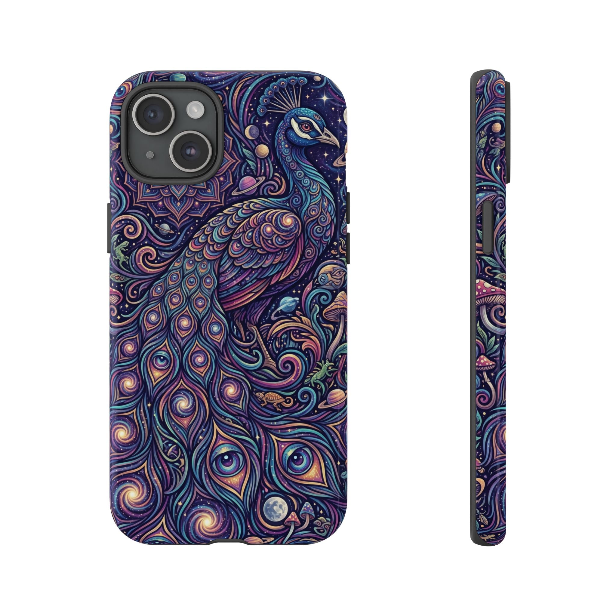 Peacock Mandala Phone Case — Protective Tough Case with Mystic Boho Design