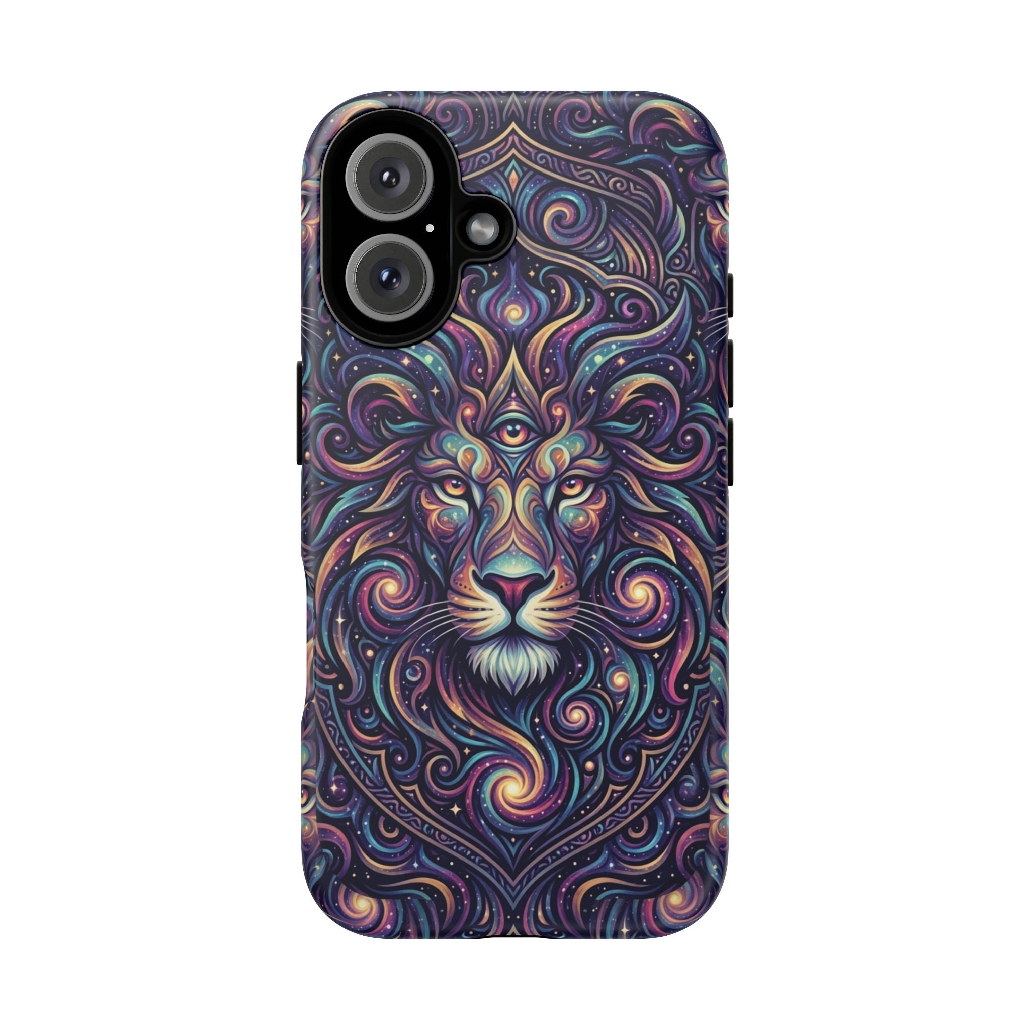 Lion Mandala Phone Case — Psychedelic Swirl Protective Cover