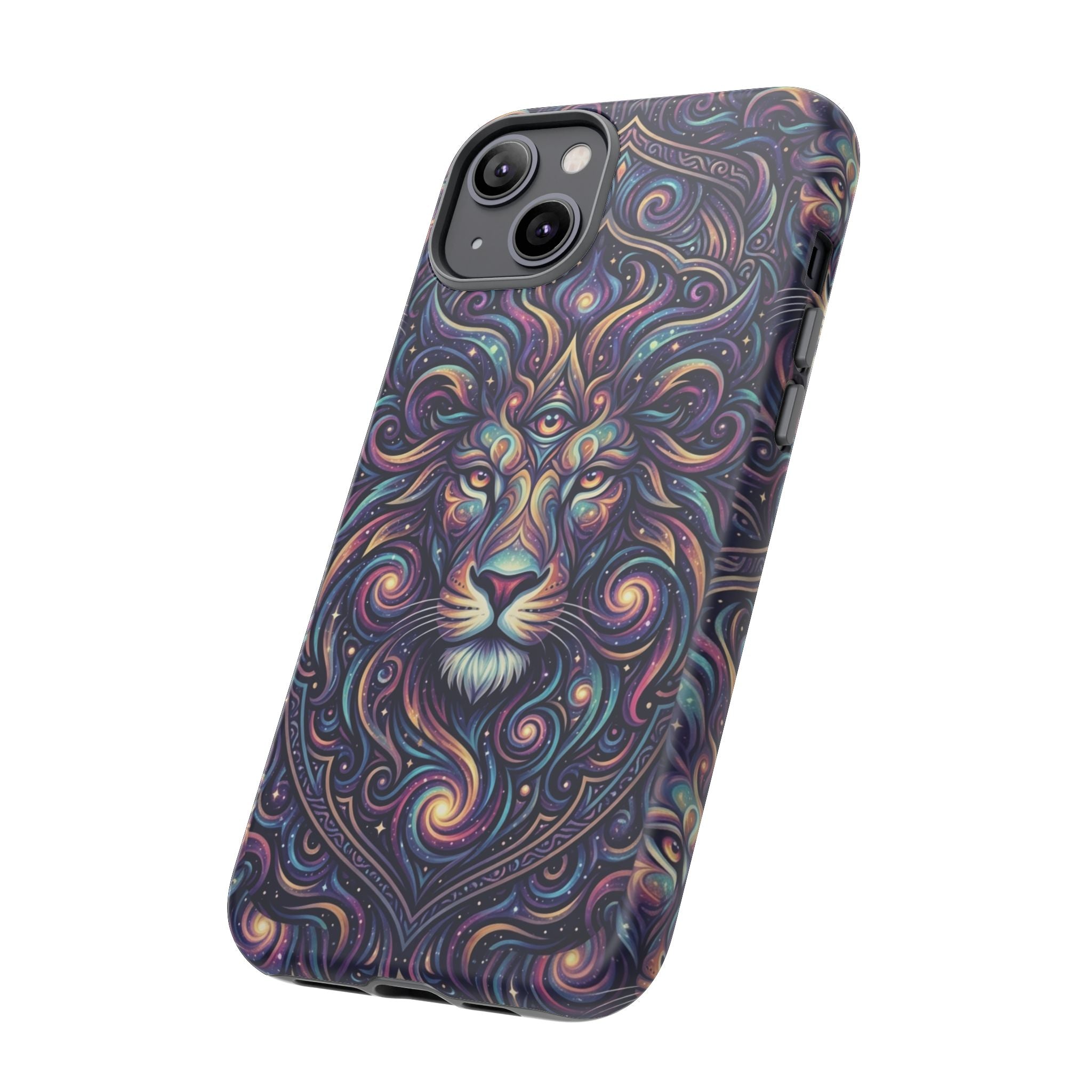 Lion Mandala Phone Case — Psychedelic Swirl Protective Cover