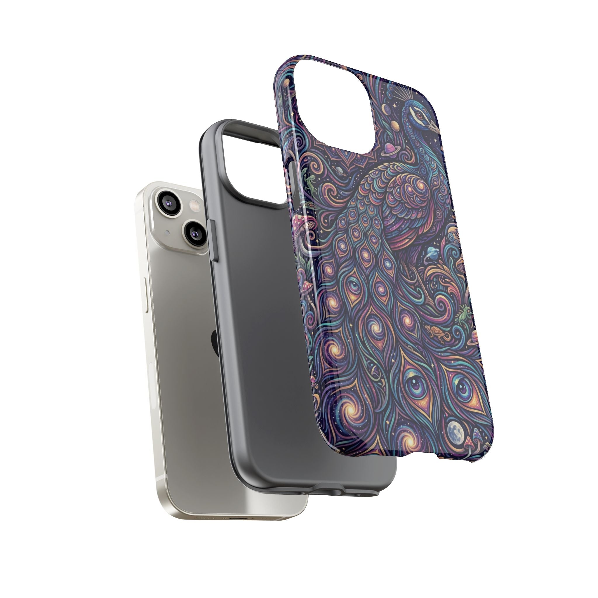 Peacock Mandala Phone Case — Protective Tough Case with Mystic Boho Design