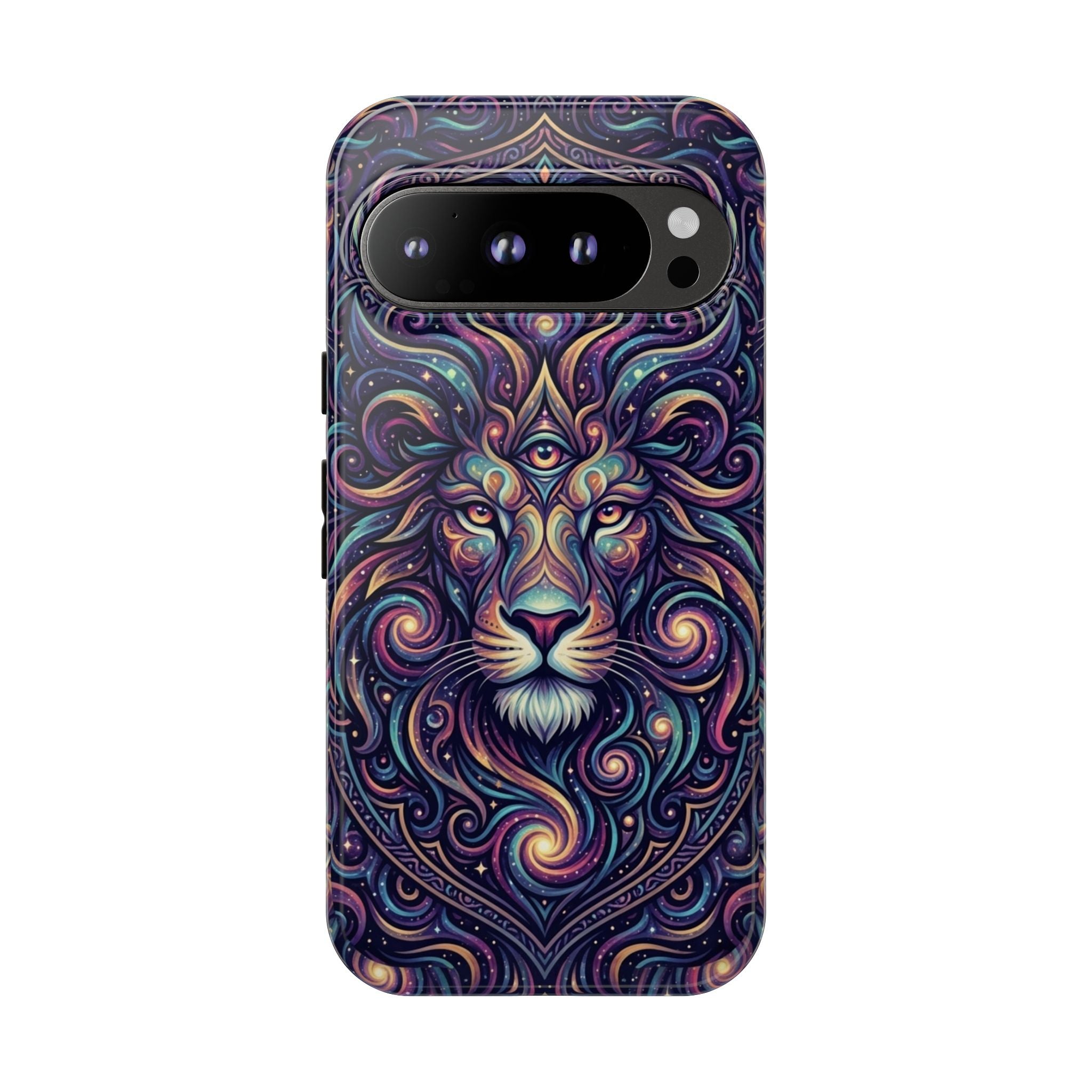 Lion Mandala Phone Case — Psychedelic Swirl Protective Cover
