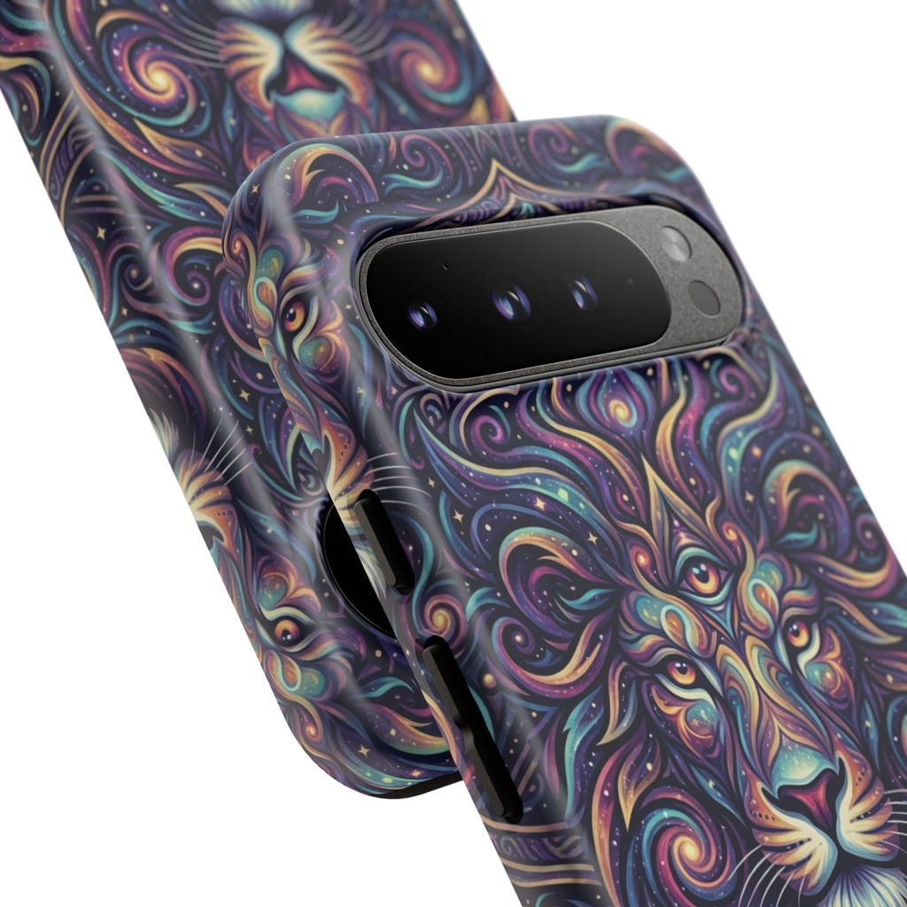 Lion Mandala Phone Case — Psychedelic Swirl Protective Cover