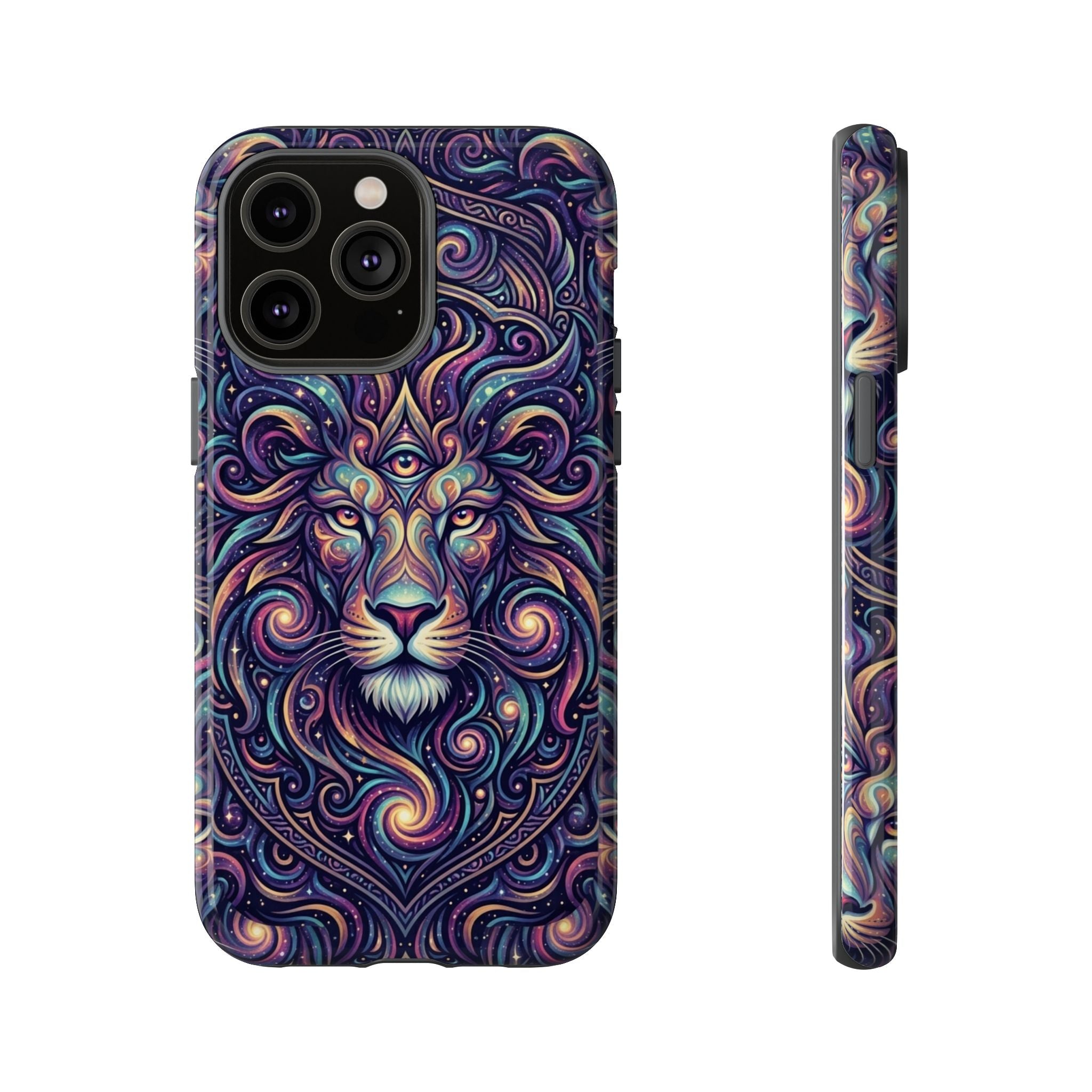 Lion Mandala Phone Case — Psychedelic Swirl Protective Cover