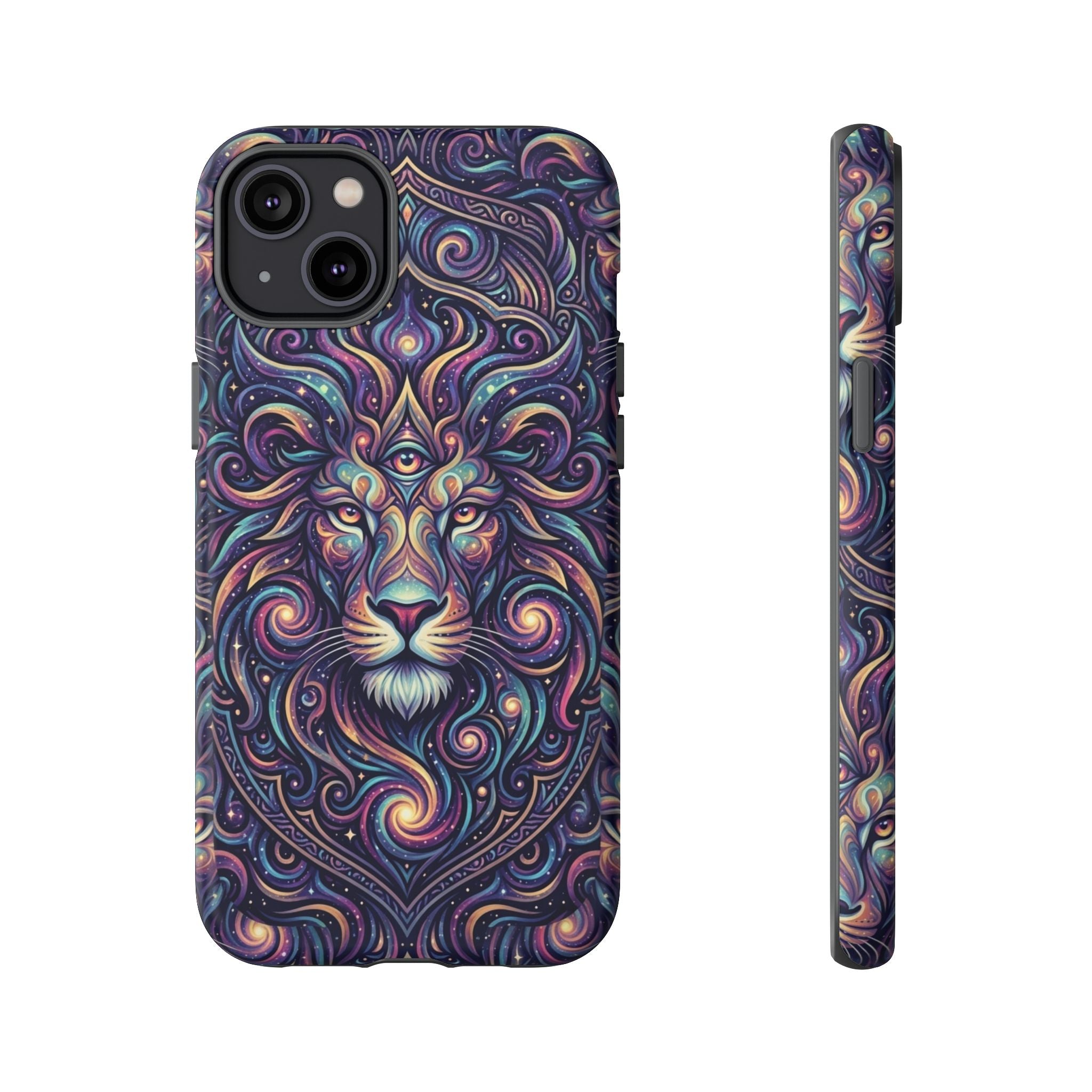 Lion Mandala Phone Case — Psychedelic Swirl Protective Cover