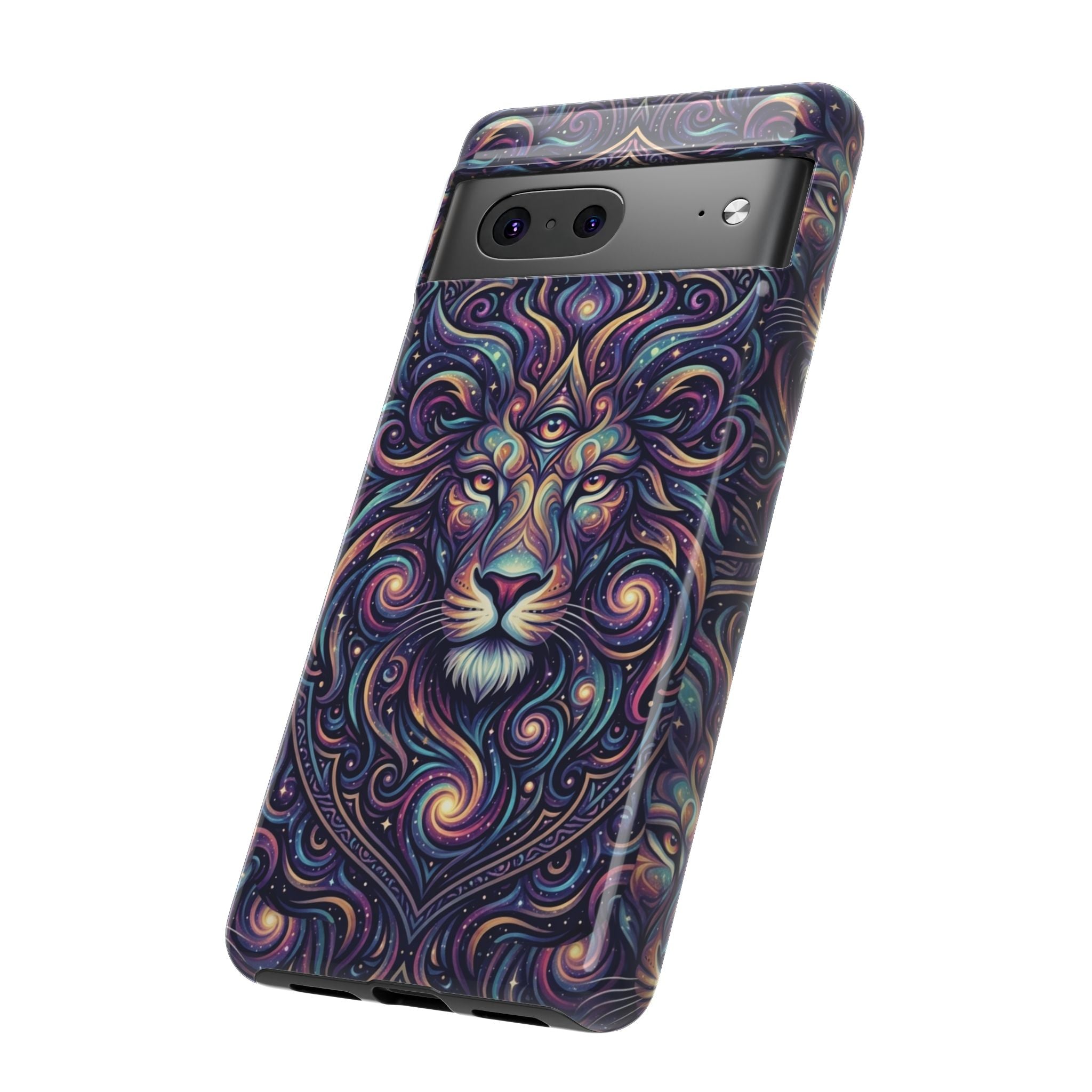 Lion Mandala Phone Case — Psychedelic Swirl Protective Cover