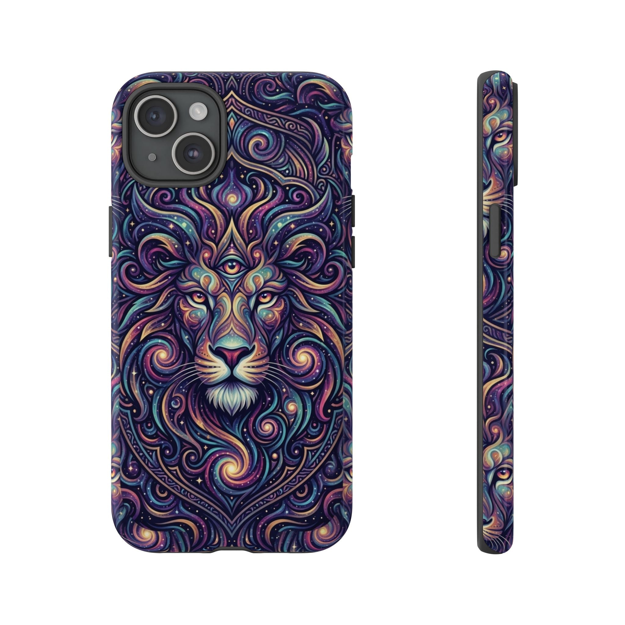 Lion Mandala Phone Case — Psychedelic Swirl Protective Cover
