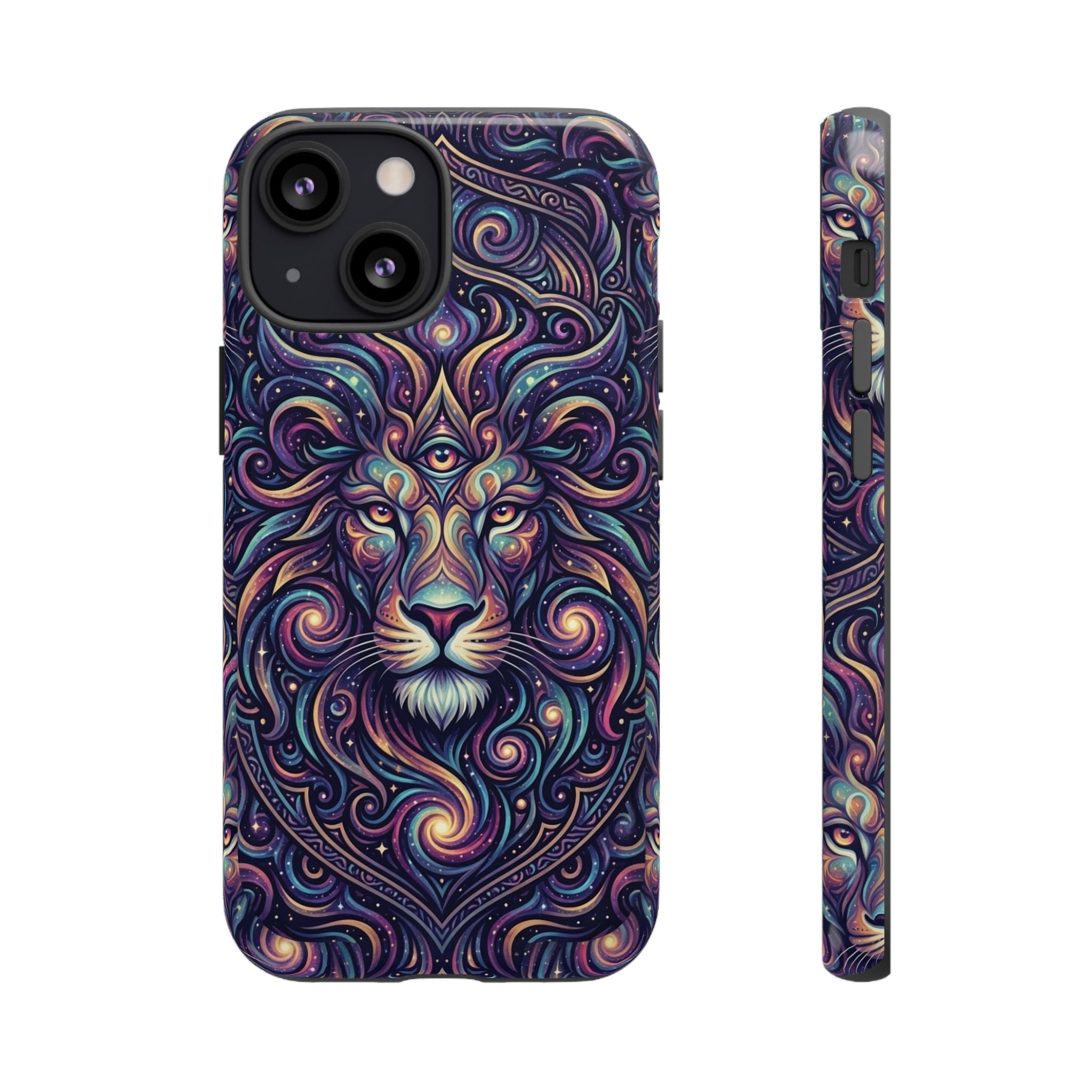 Lion Mandala Phone Case — Psychedelic Swirl Protective Cover